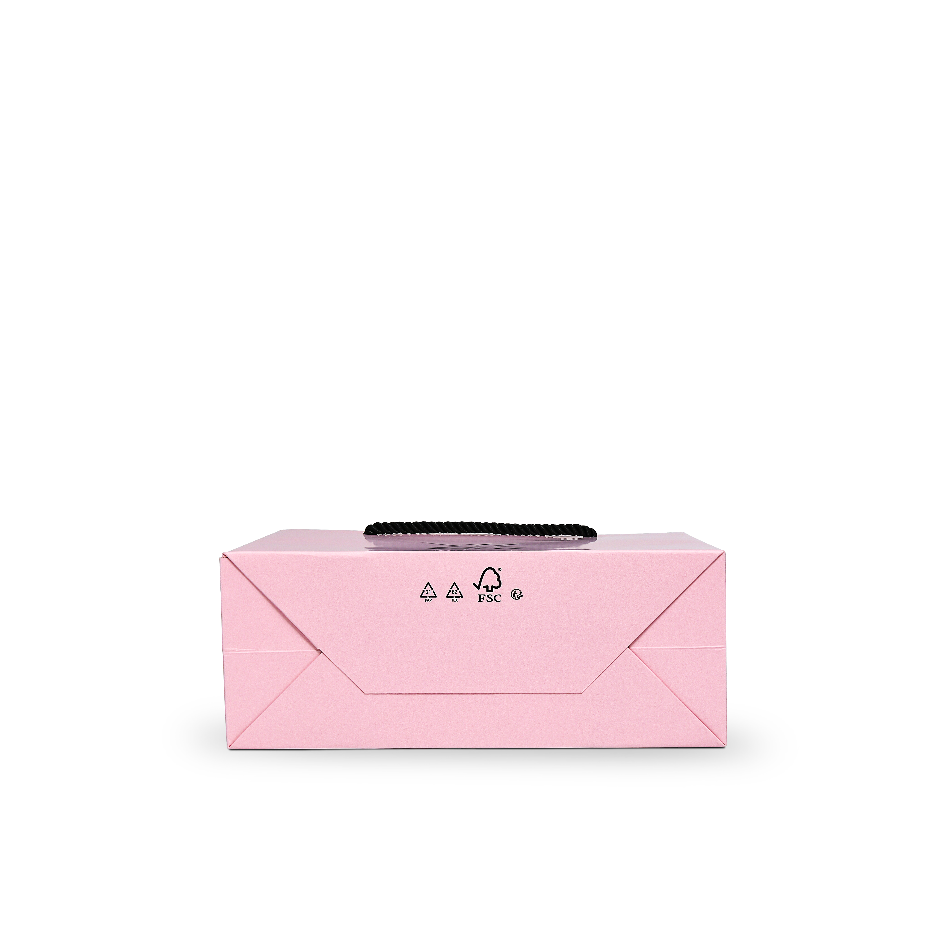 Premium Pink Shopping Bag with Black Foil and Twisted Rope Handles