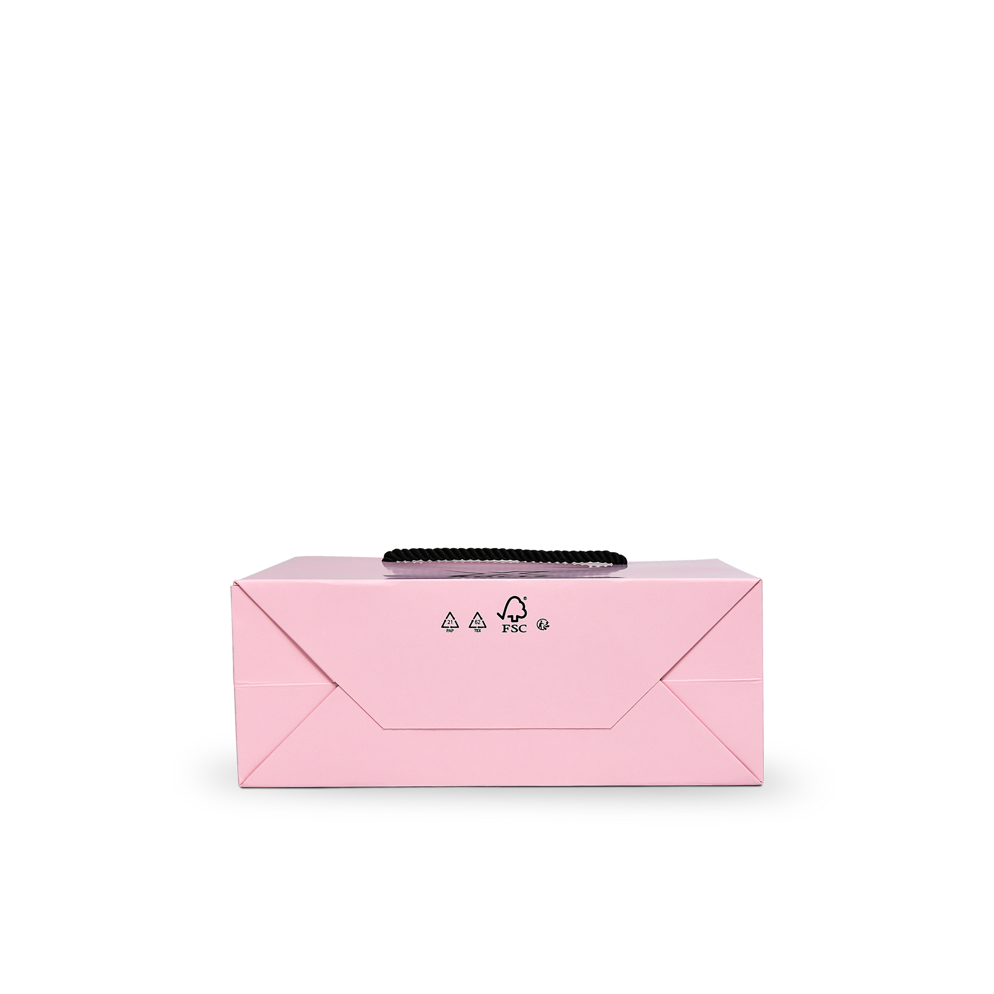 Premium Pink Shopping Bag with Black Foil and Twisted Rope Handles