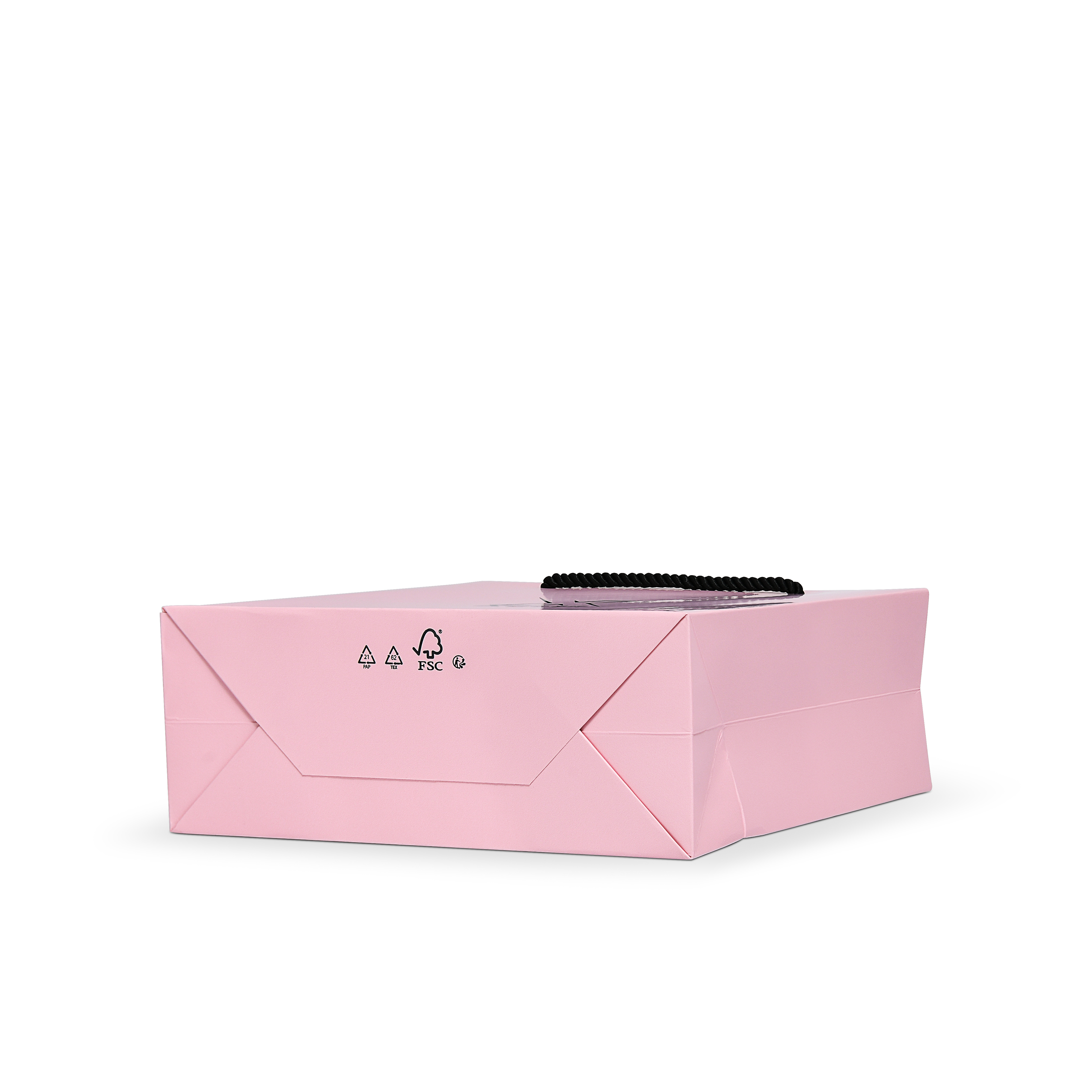 Premium Pink Shopping Bag with Black Foil and Twisted Rope Handles