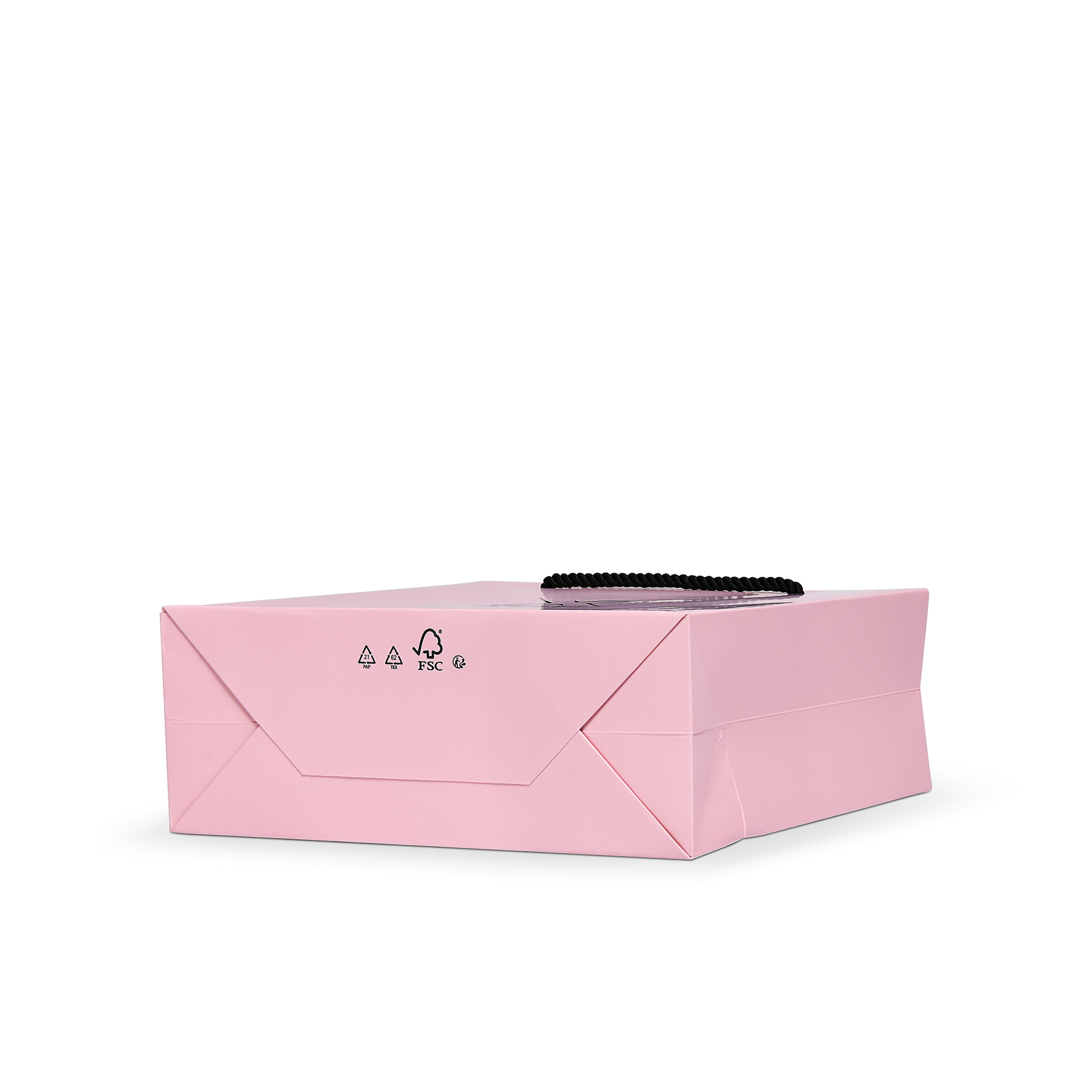 Premium Pink Shopping Bag with Black Foil and Twisted Rope Handles