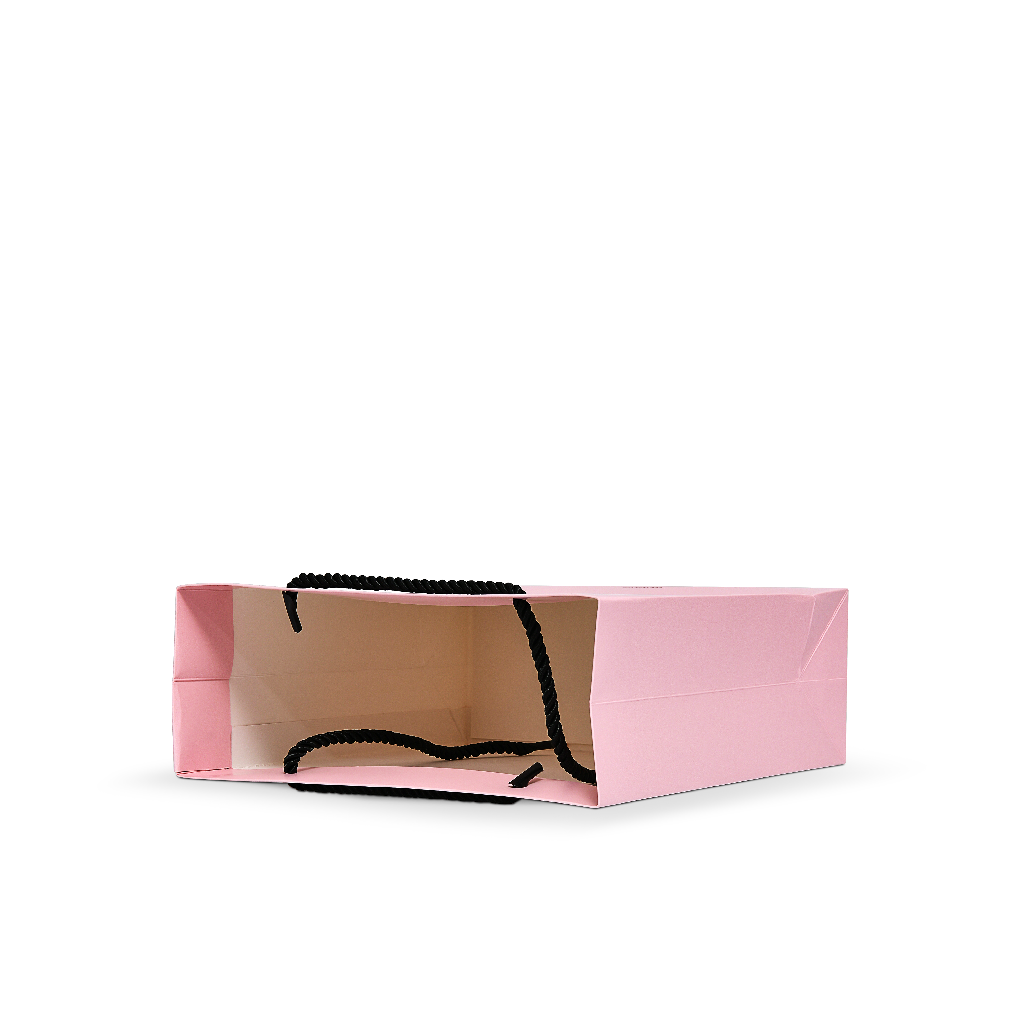 Premium Pink Shopping Bag with Black Foil and Twisted Rope Handles