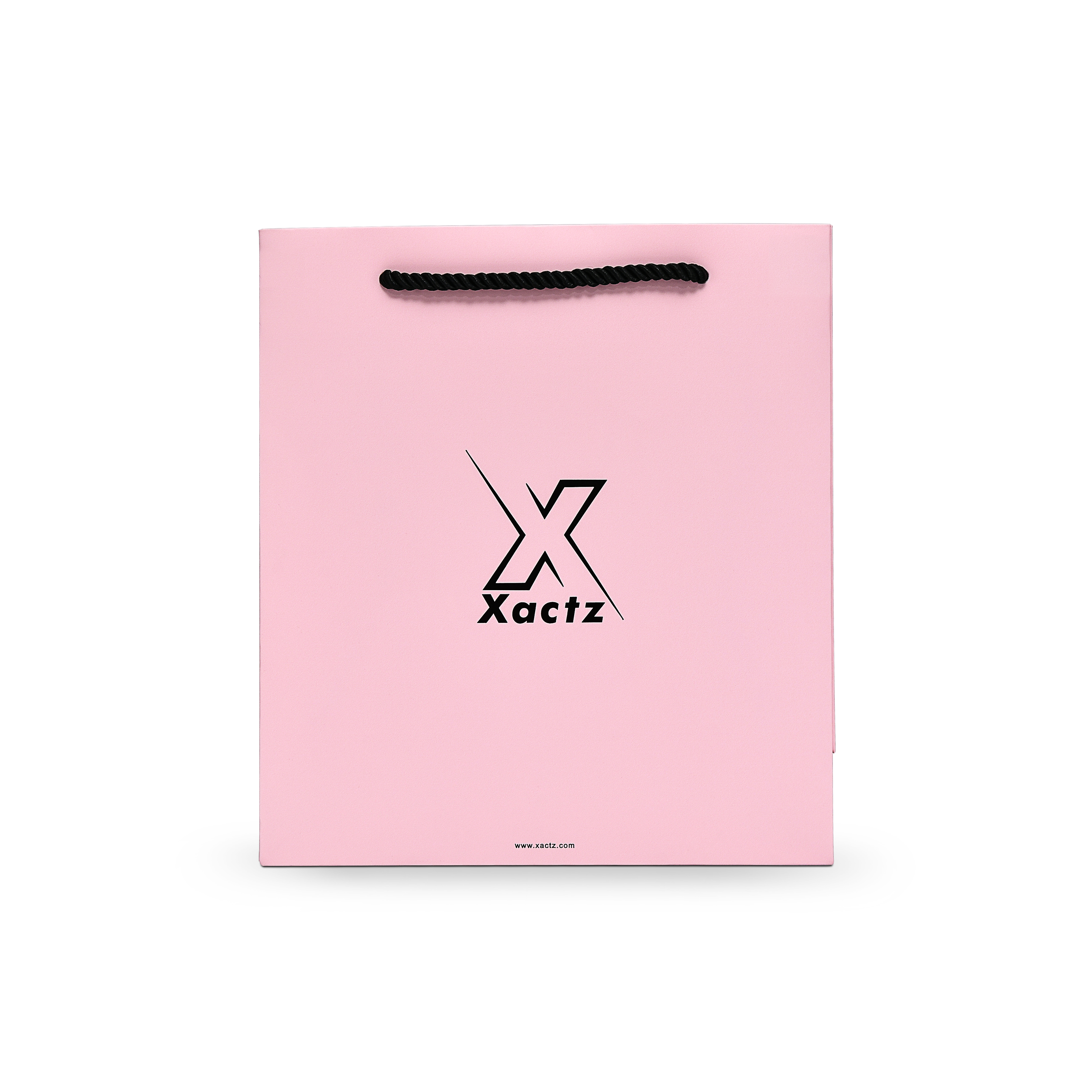 Premium Pink Shopping Bag with Black Foil and Twisted Rope Handles