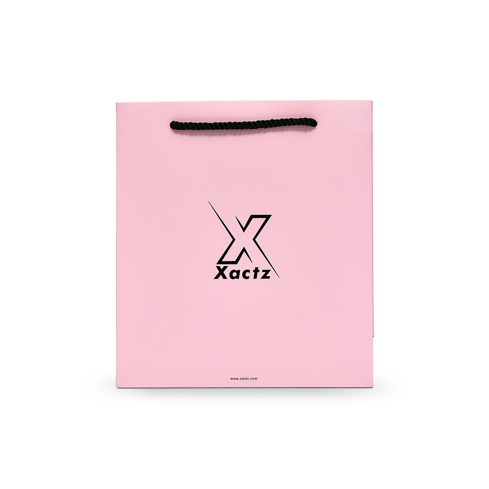 Premium Pink Shopping Bag with Black Foil and Twisted Rope Handles