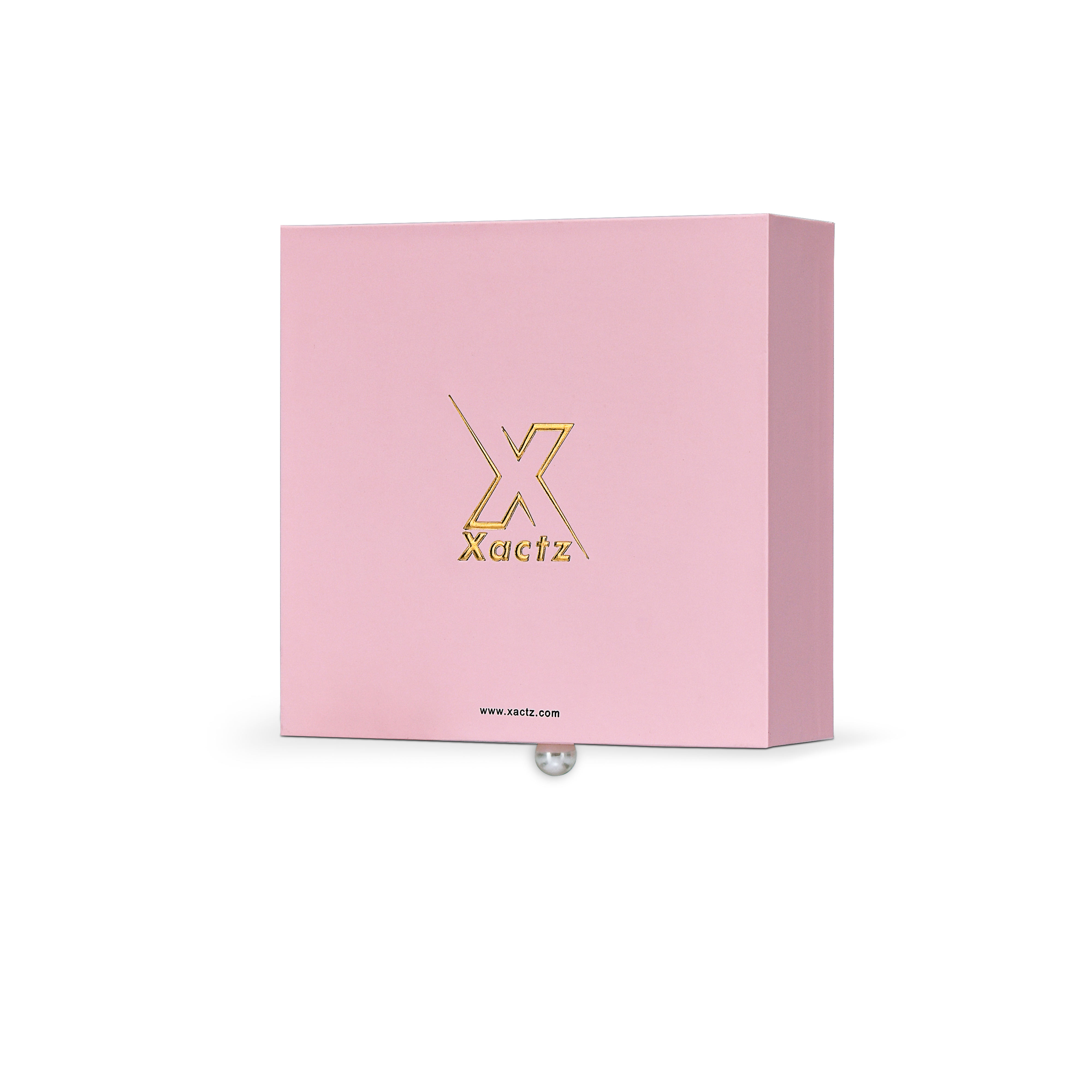Premium Pink Smooth Drawer-Style Luxury Gift Box with Embossed Matte Gold Foil and Metal Pearl Handle