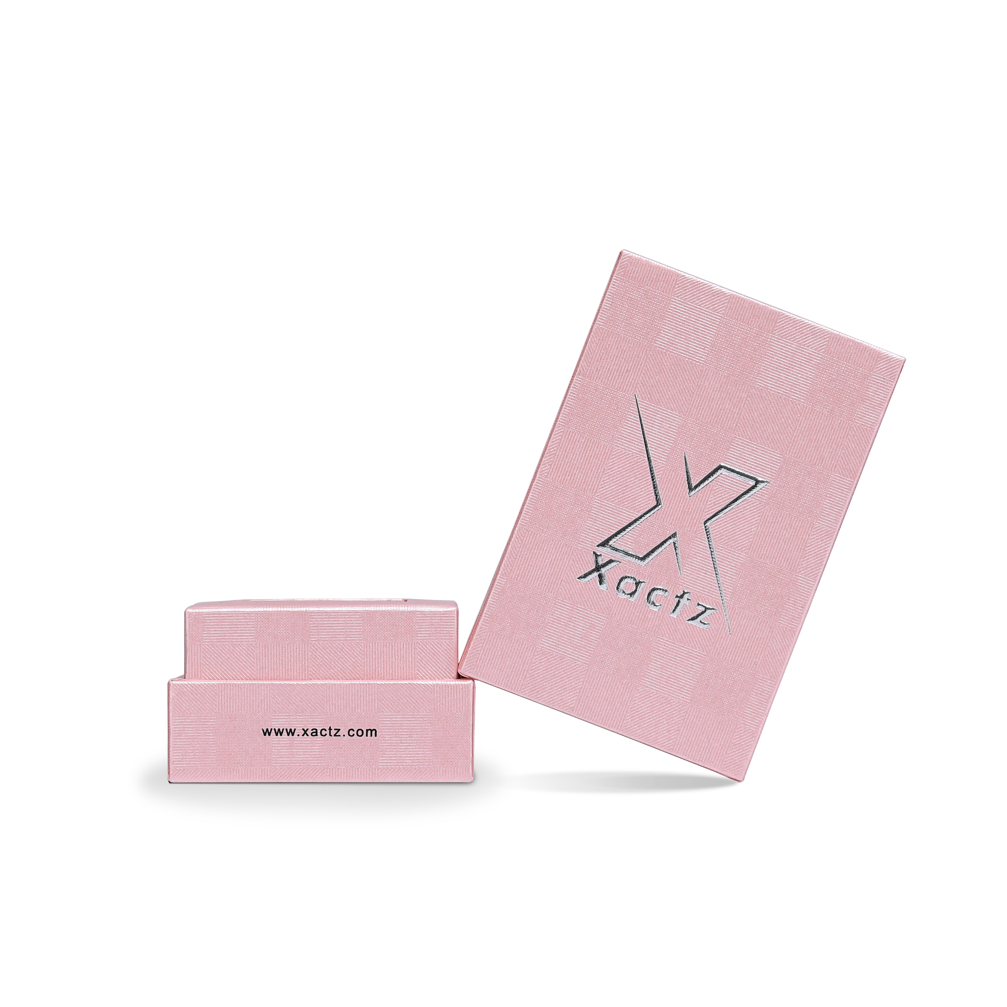 Premium Pink Textured Bright Silver Embossed Hot Stamped Tall Rigid Gift Box