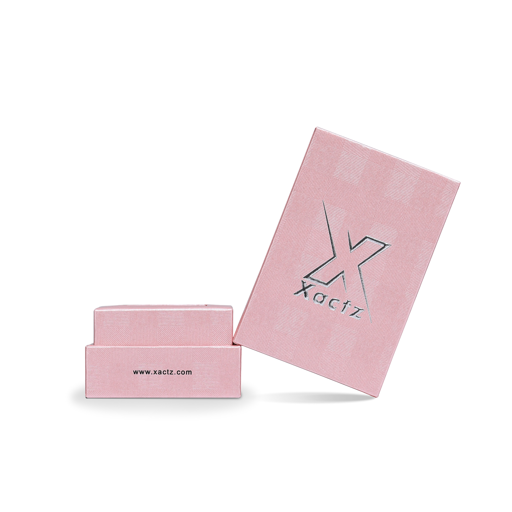 Premium Pink Textured Bright Silver Embossed Hot Stamped Tall Rigid Gift Box