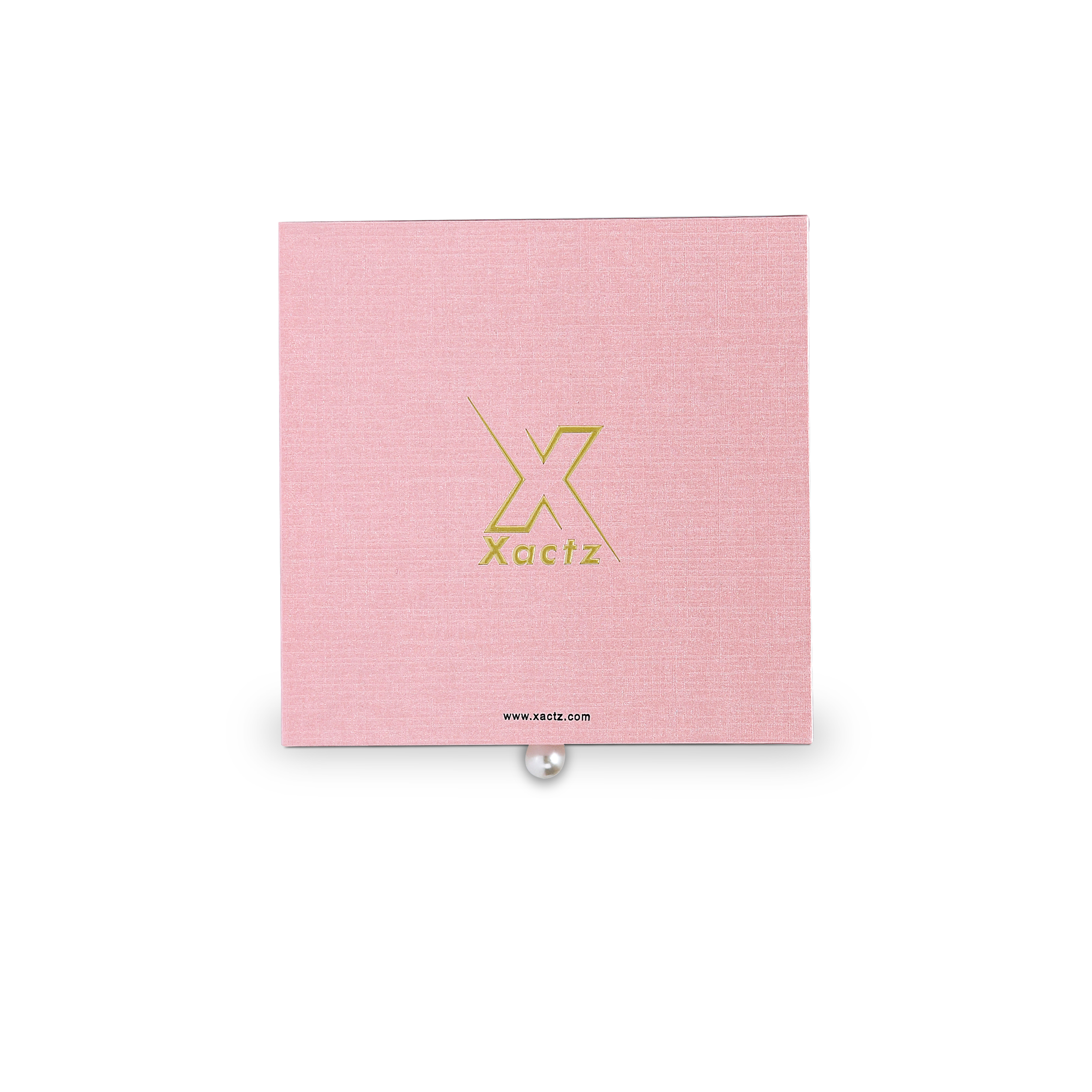 Premium Pink Textured Drawer-Style Luxury Gift Box with Embossed Gold Foil and Metal Pearl Handle