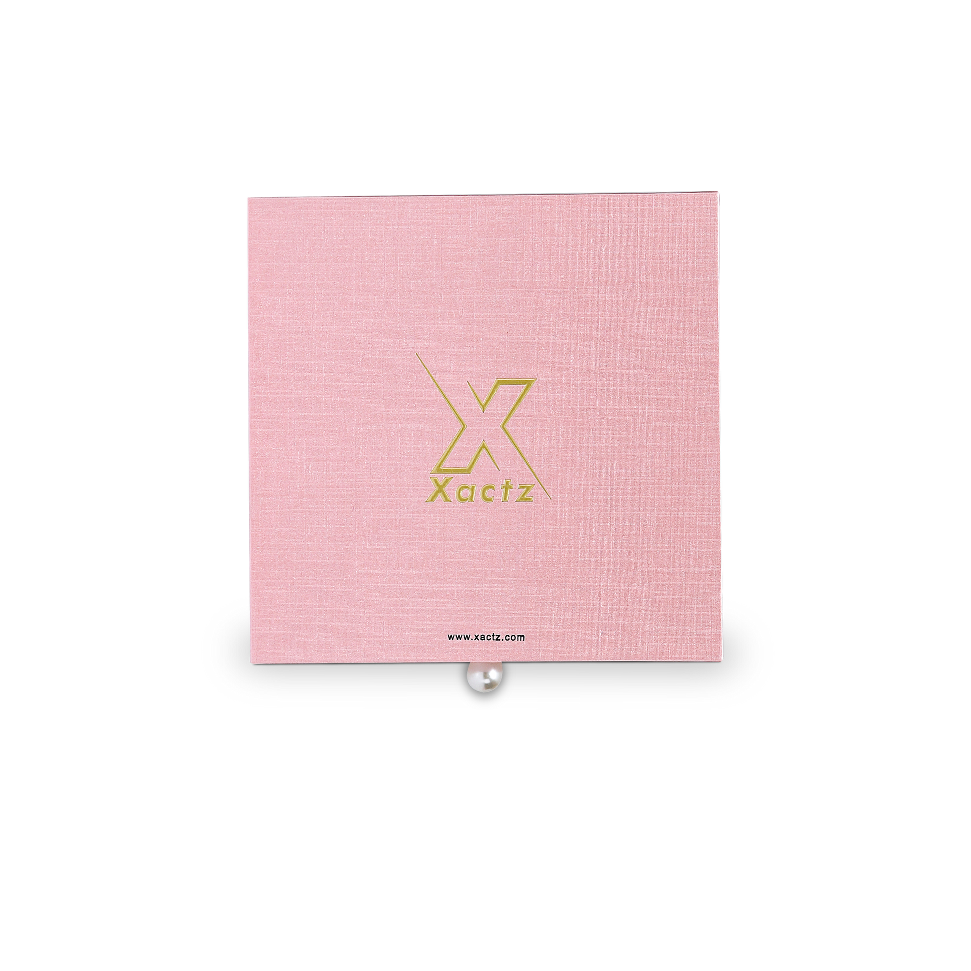 Premium Pink Textured Drawer-Style Luxury Gift Box with Embossed Gold Foil and Metal Pearl Handle