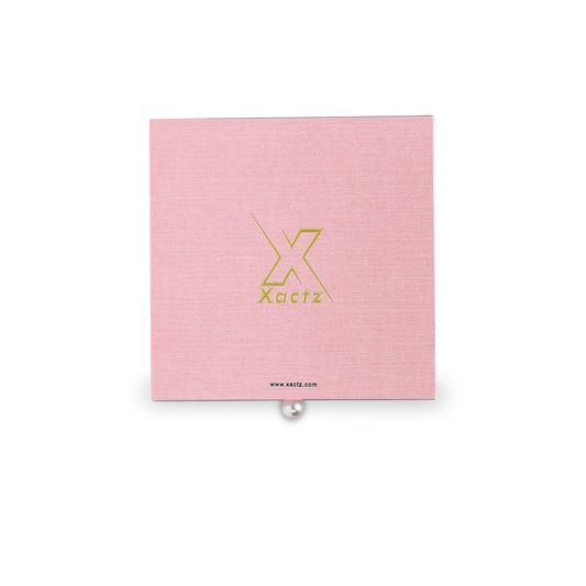 Premium Pink Textured Drawer-Style Luxury Gift Box with Embossed Gold Foil and Metal Pearl Handle