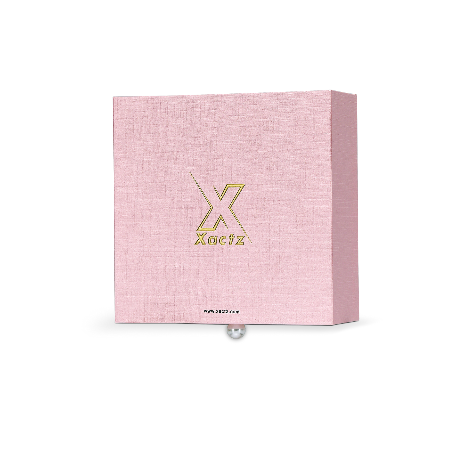 Premium Pink Textured Drawer-Style Luxury Gift Box with Embossed Gold Foil and Metal Pearl Handle