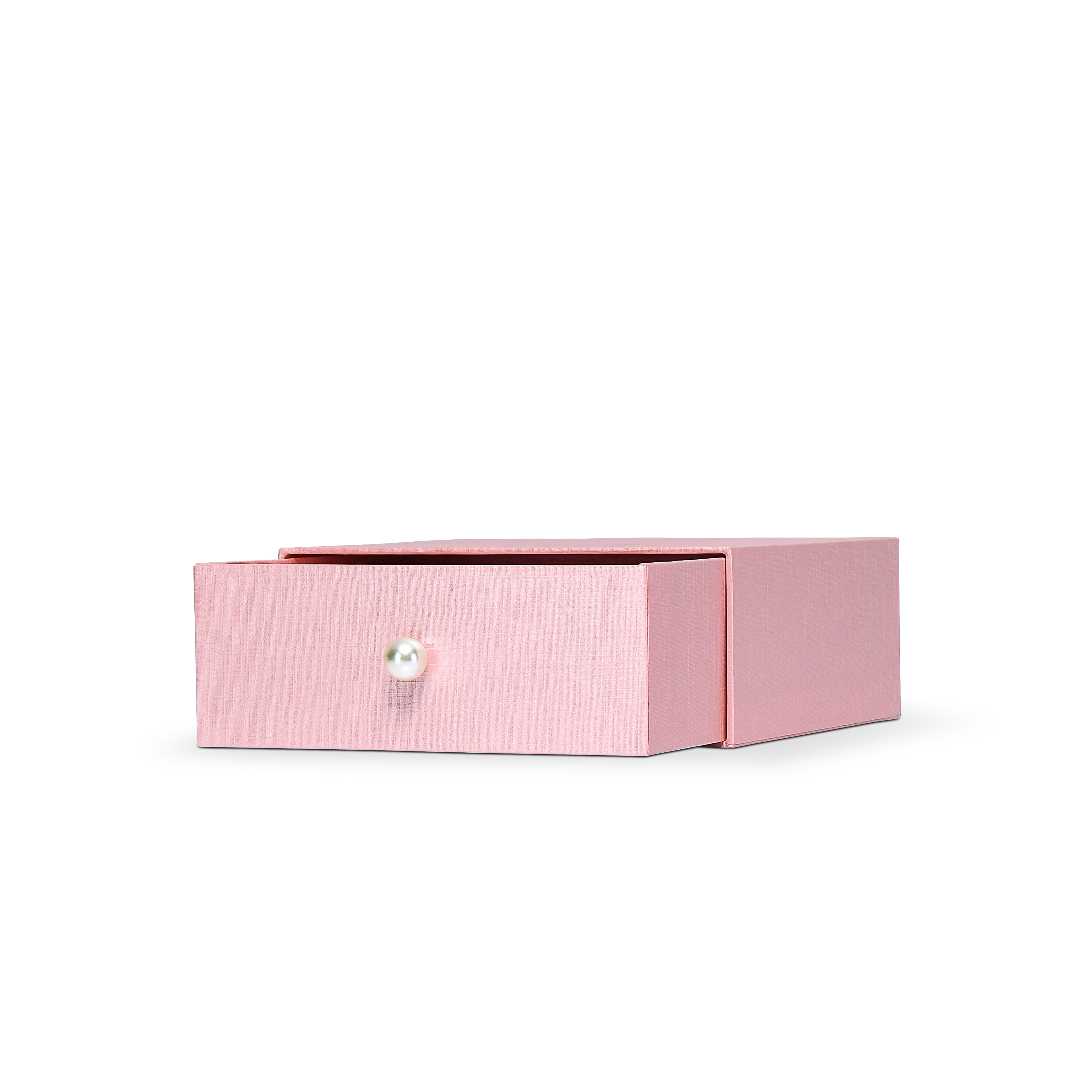 Premium Pink Textured Drawer-Style Luxury Gift Box with Embossed Gold Foil and Metal Pearl Handle