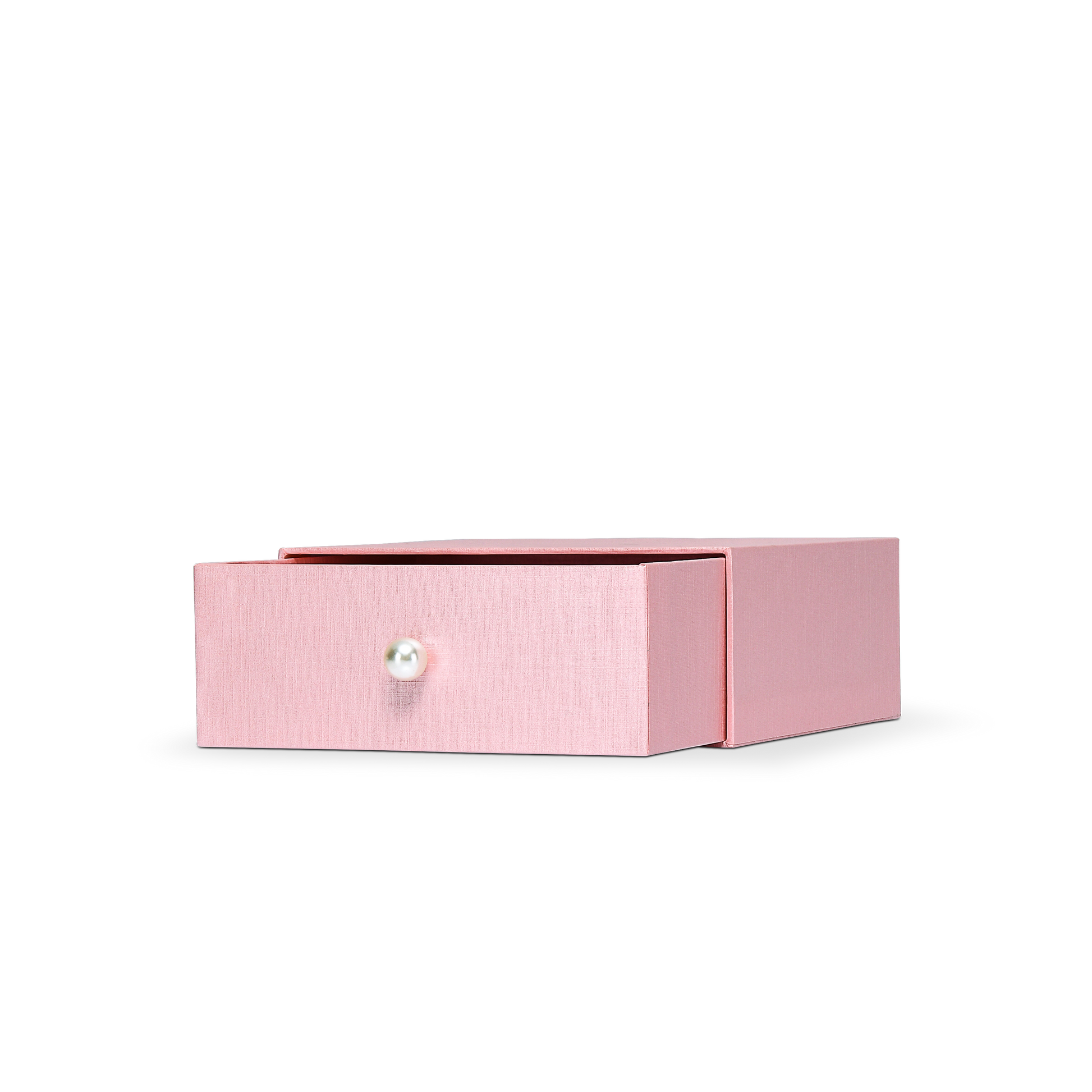 Premium Pink Textured Drawer-Style Luxury Gift Box with Embossed Gold Foil and Metal Pearl Handle