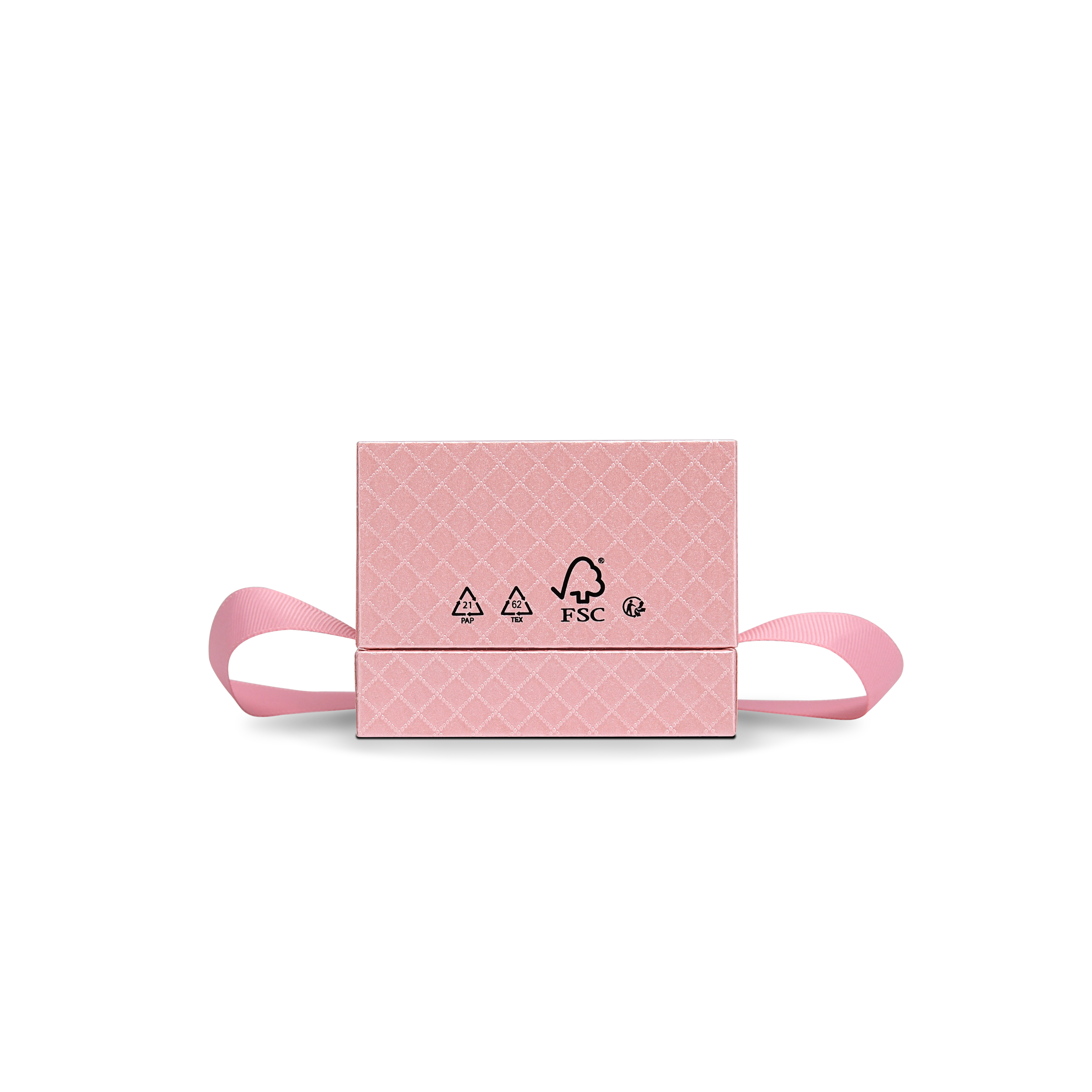 Premium Pink Textured Holographic Silver Embossed Hot Stamped Rigid Gift Box with Ribbon Closure