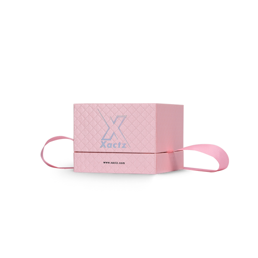 Premium Pink Textured Rainbow Silver Embossed Hot Stamped Rigid Gift Box with Ribbon Closure