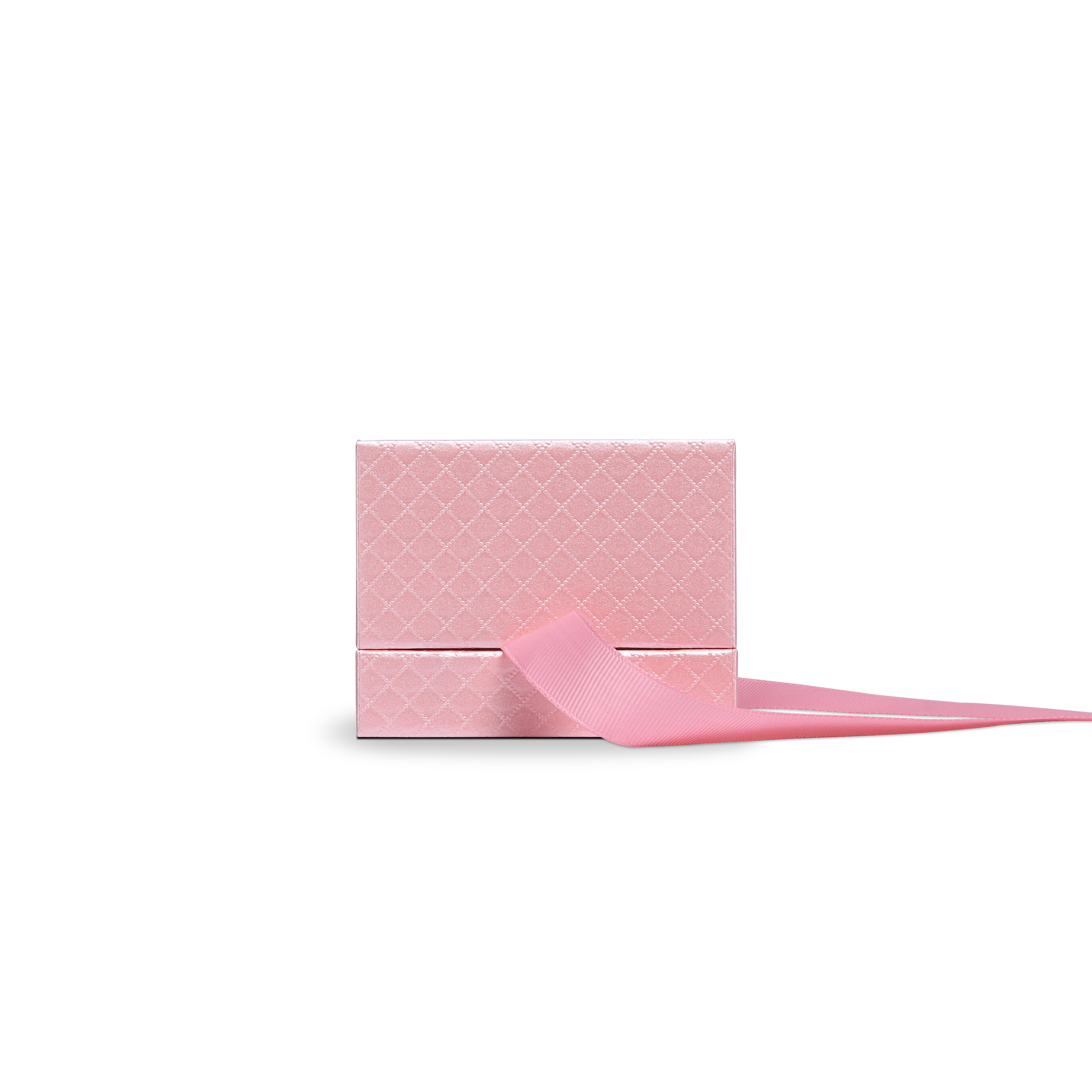 Premium Pink Textured Rainbow Silver Embossed Hot Stamped Rigid Gift Box with Ribbon Closure