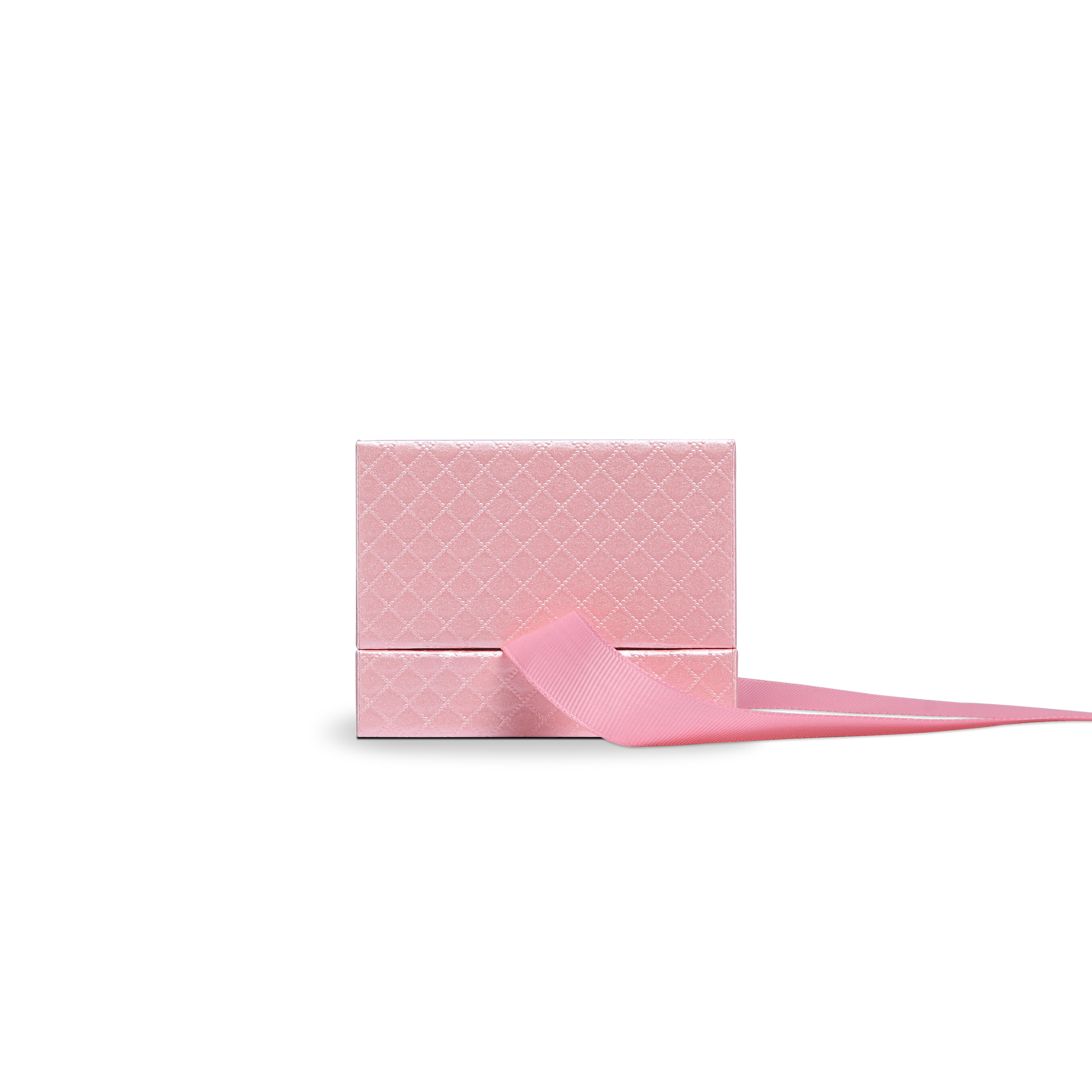 Premium Pink Textured Rainbow Silver Embossed Hot Stamped Rigid Gift Box with Ribbon Closure