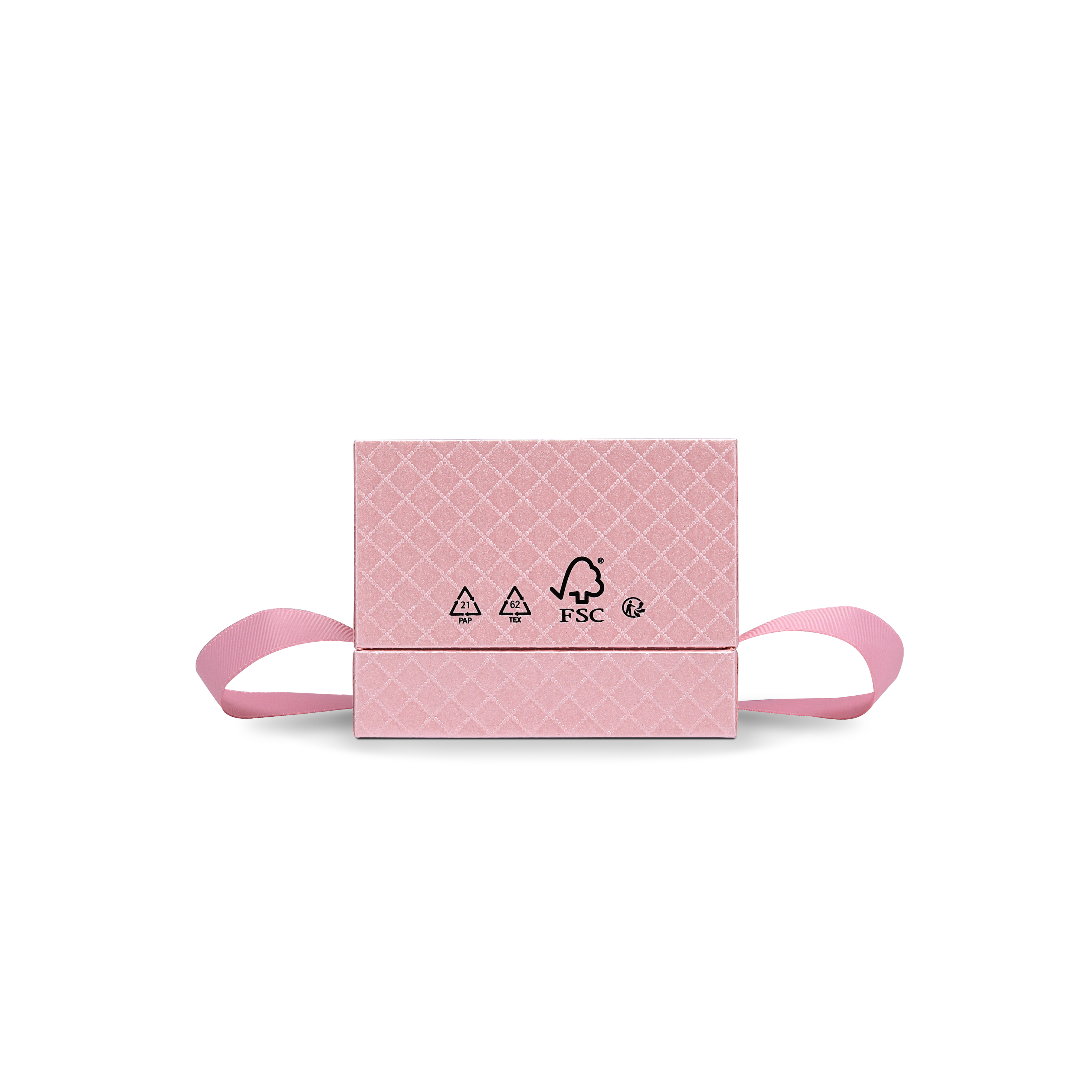 Premium Pink Textured Rainbow Silver Embossed Hot Stamped Rigid Gift Box with Ribbon Closure