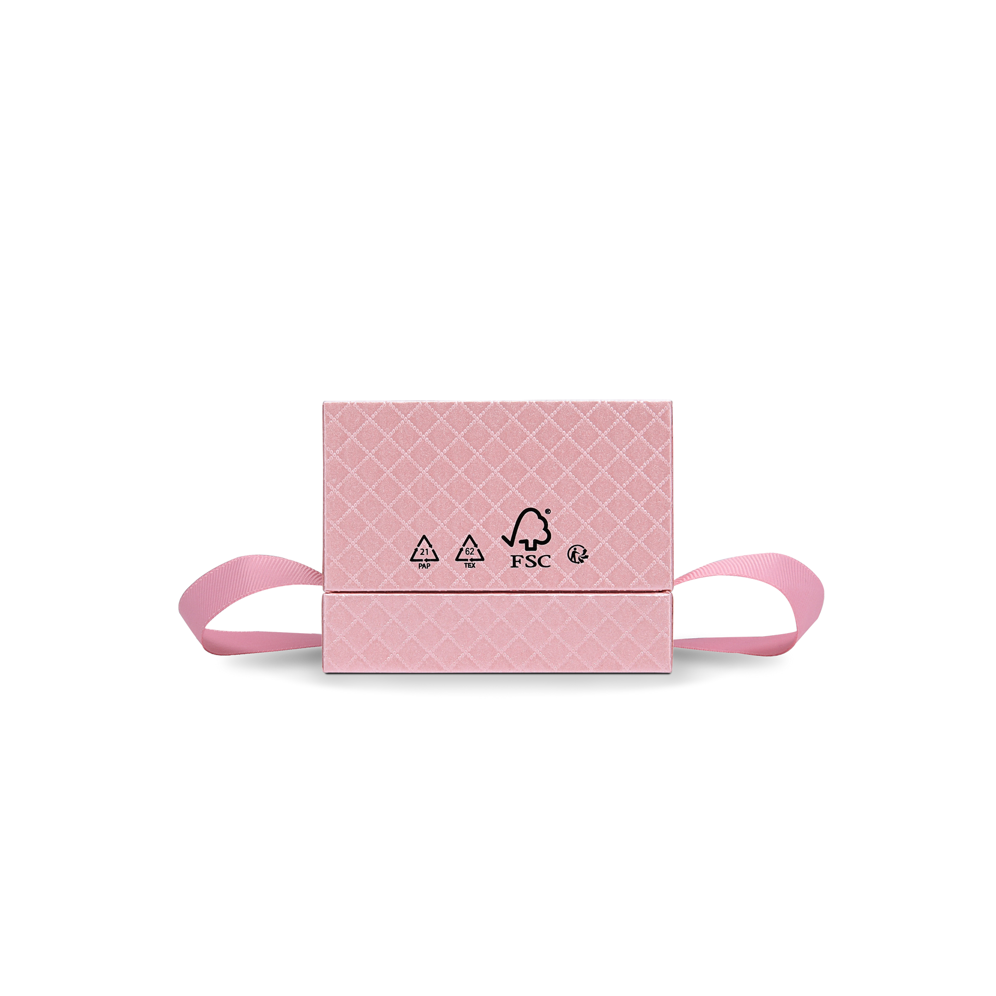 Premium Pink Textured Rainbow Silver Embossed Hot Stamped Rigid Gift Box with Ribbon Closure