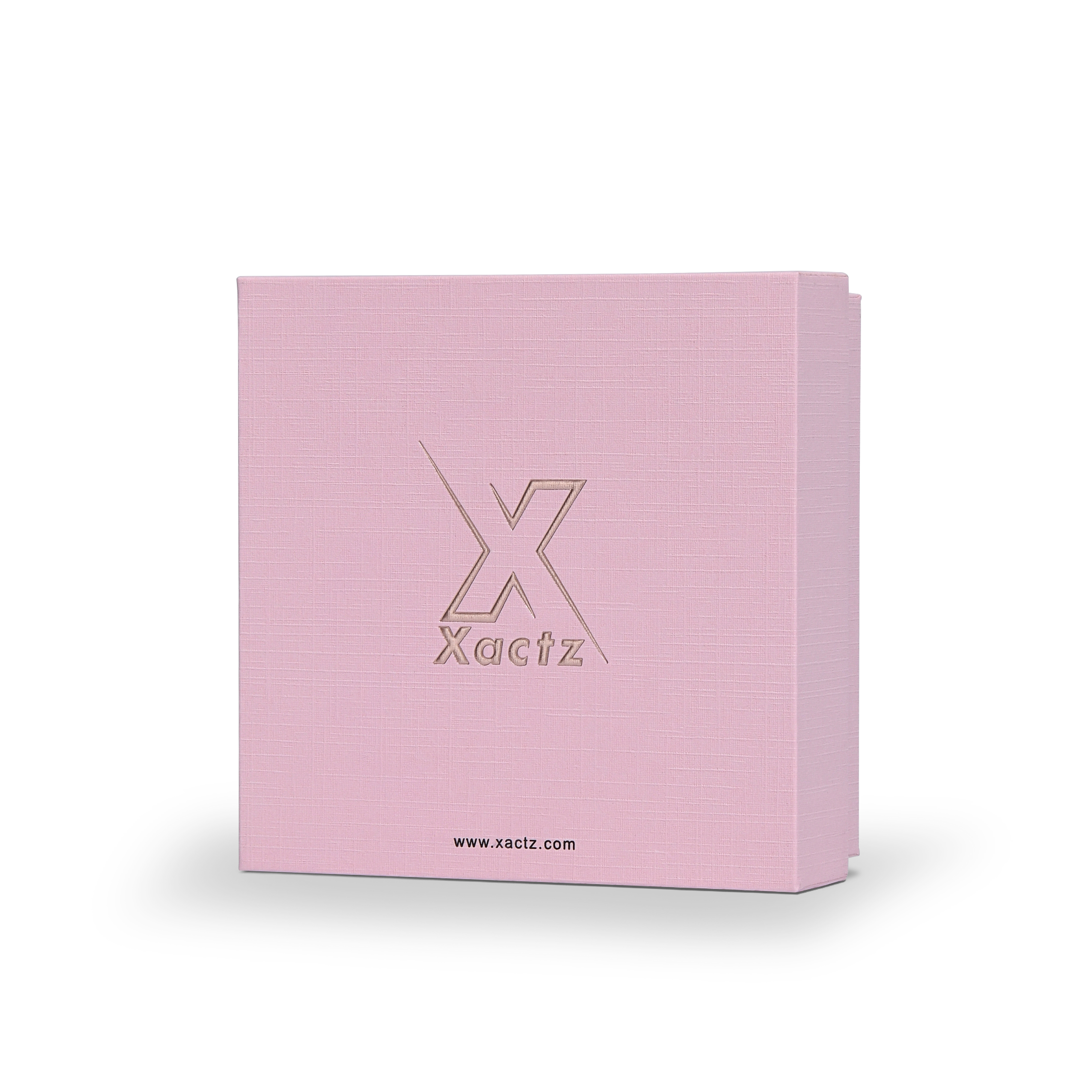 Premium Pink Textured Rose Gold Embossed Hot Stamped Luxury Lid and Base Gift Box