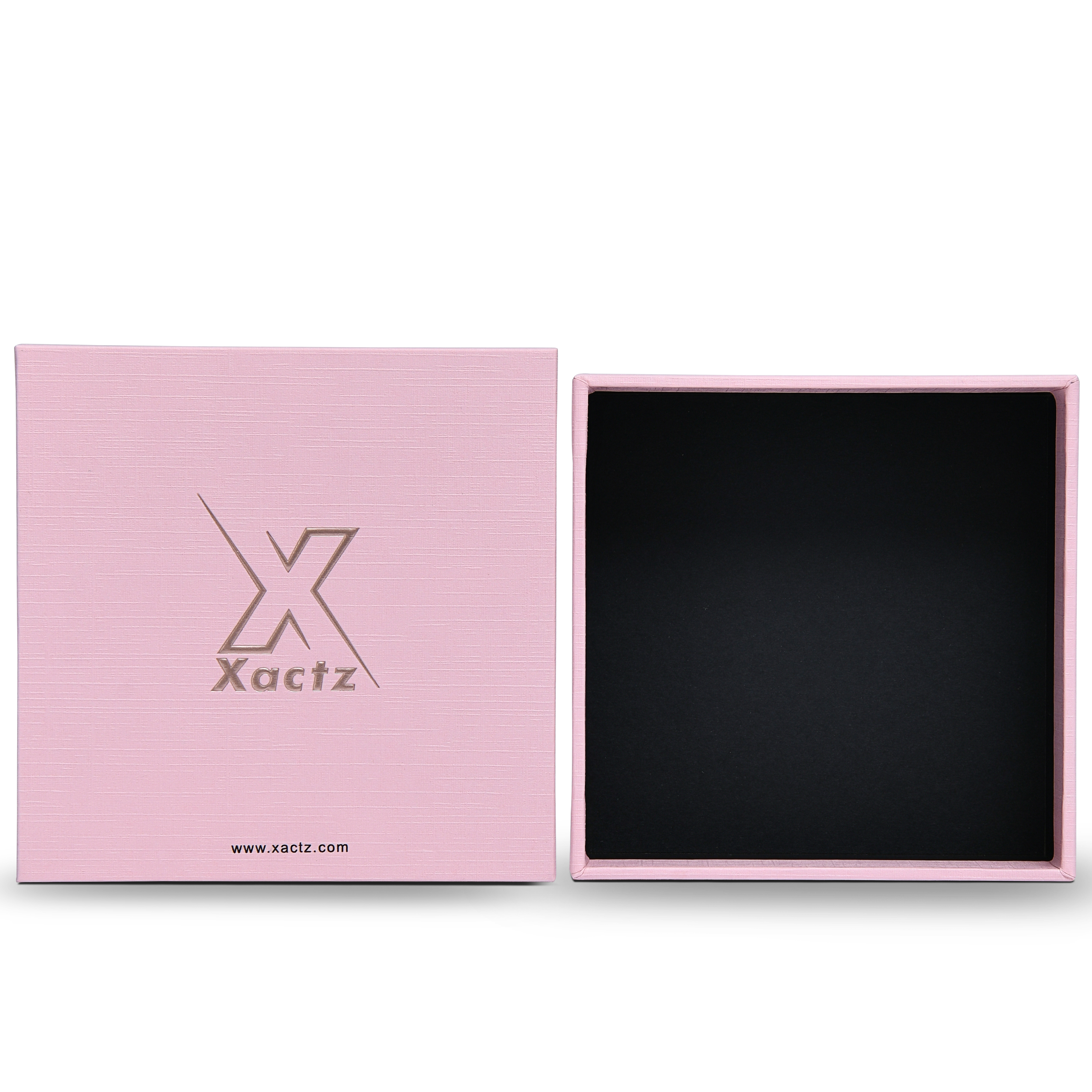 Premium Pink Textured Rose Gold Embossed Hot Stamped Luxury Lid and Base Gift Box