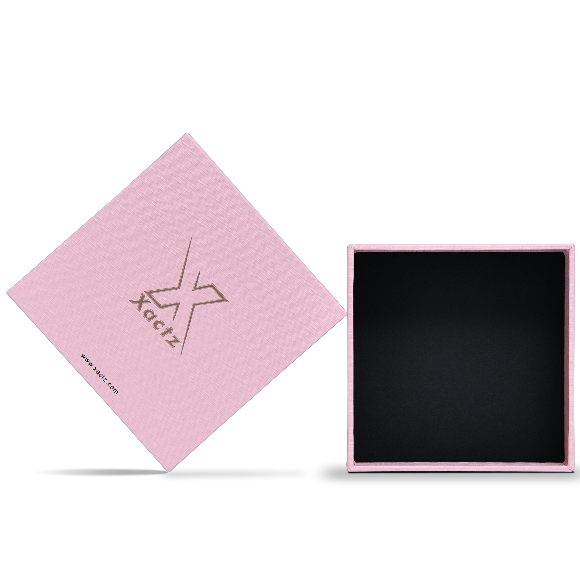 Premium Pink Textured Rose Gold Embossed Hot Stamped Luxury Lid and Base Gift Box