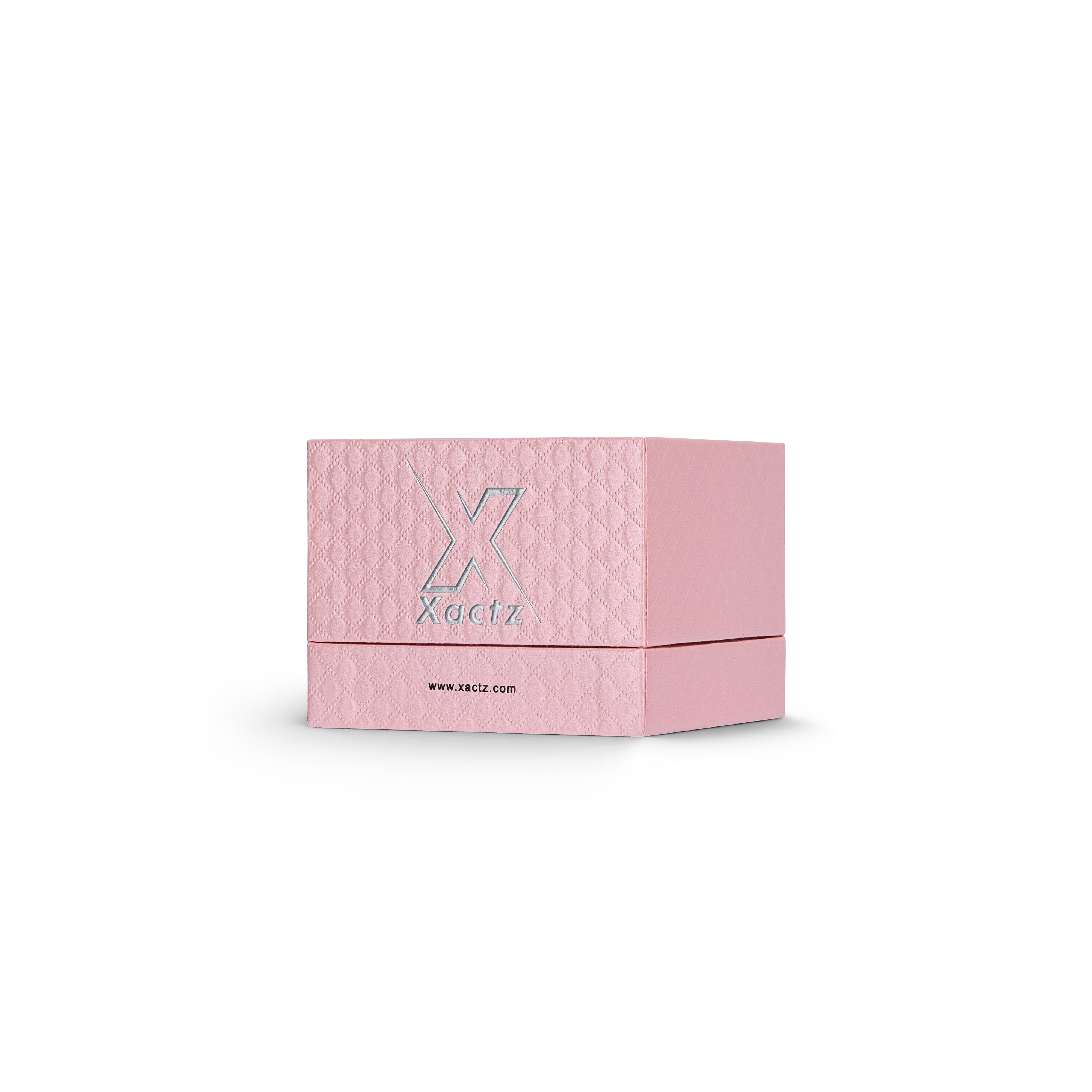 Premium Pink Textured Silver Embossed Hot Stamped Rigid Lid and Base Gift Box