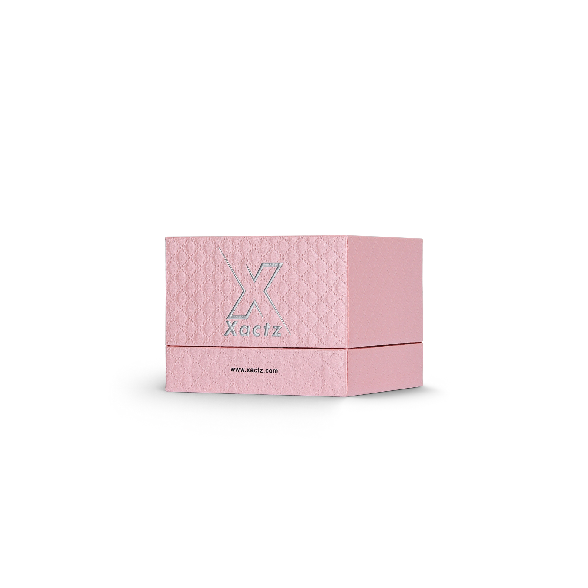 Premium Pink Textured Silver Embossed Hot Stamped Rigid Lid and Base Gift Box