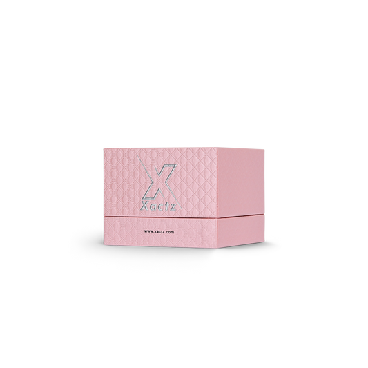 Premium Pink Textured Silver Embossed Hot Stamped Rigid Lid and Base Gift Box