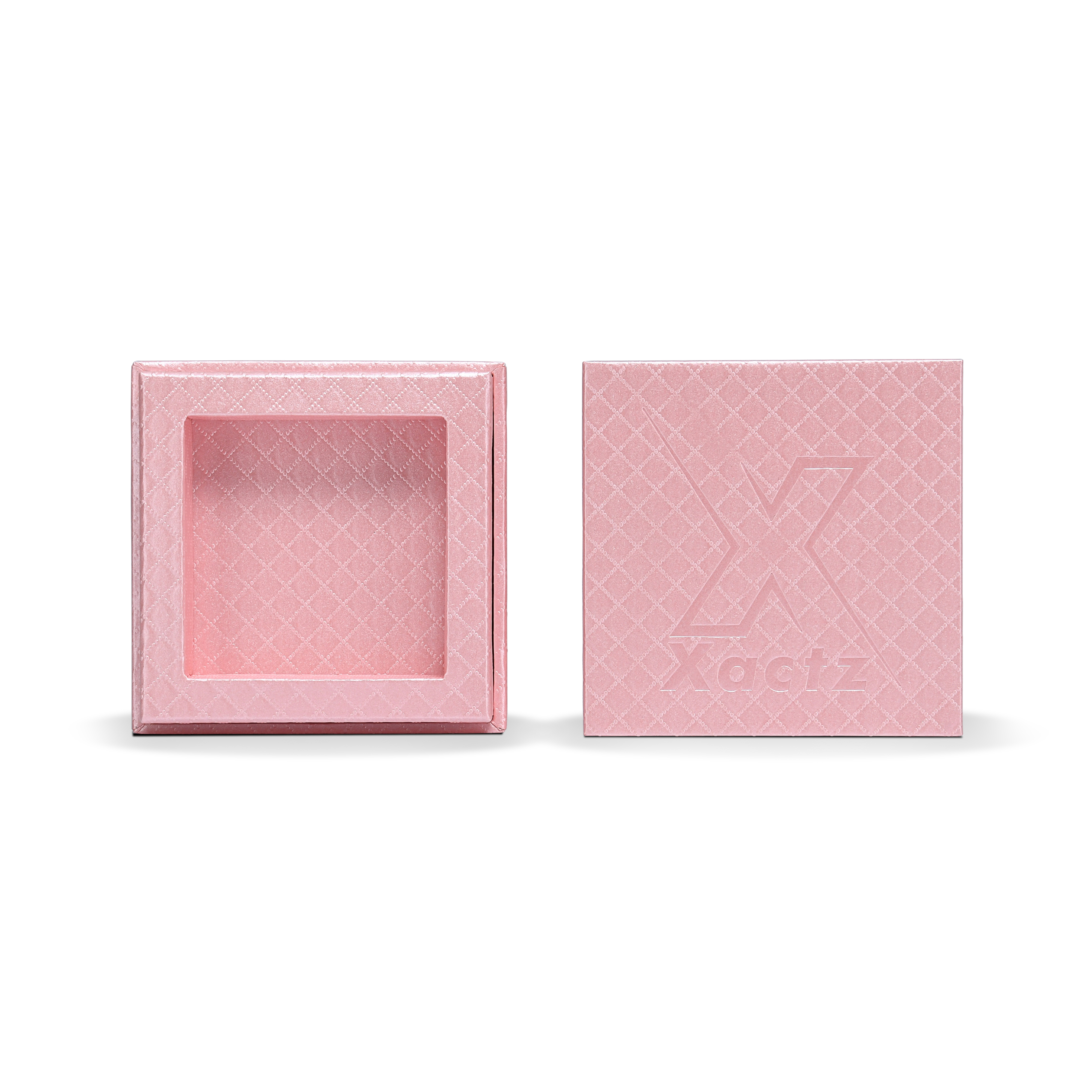 Premium Pink Textured Silver Embossed Hot Stamped Rigid Lid and Base Gift Box