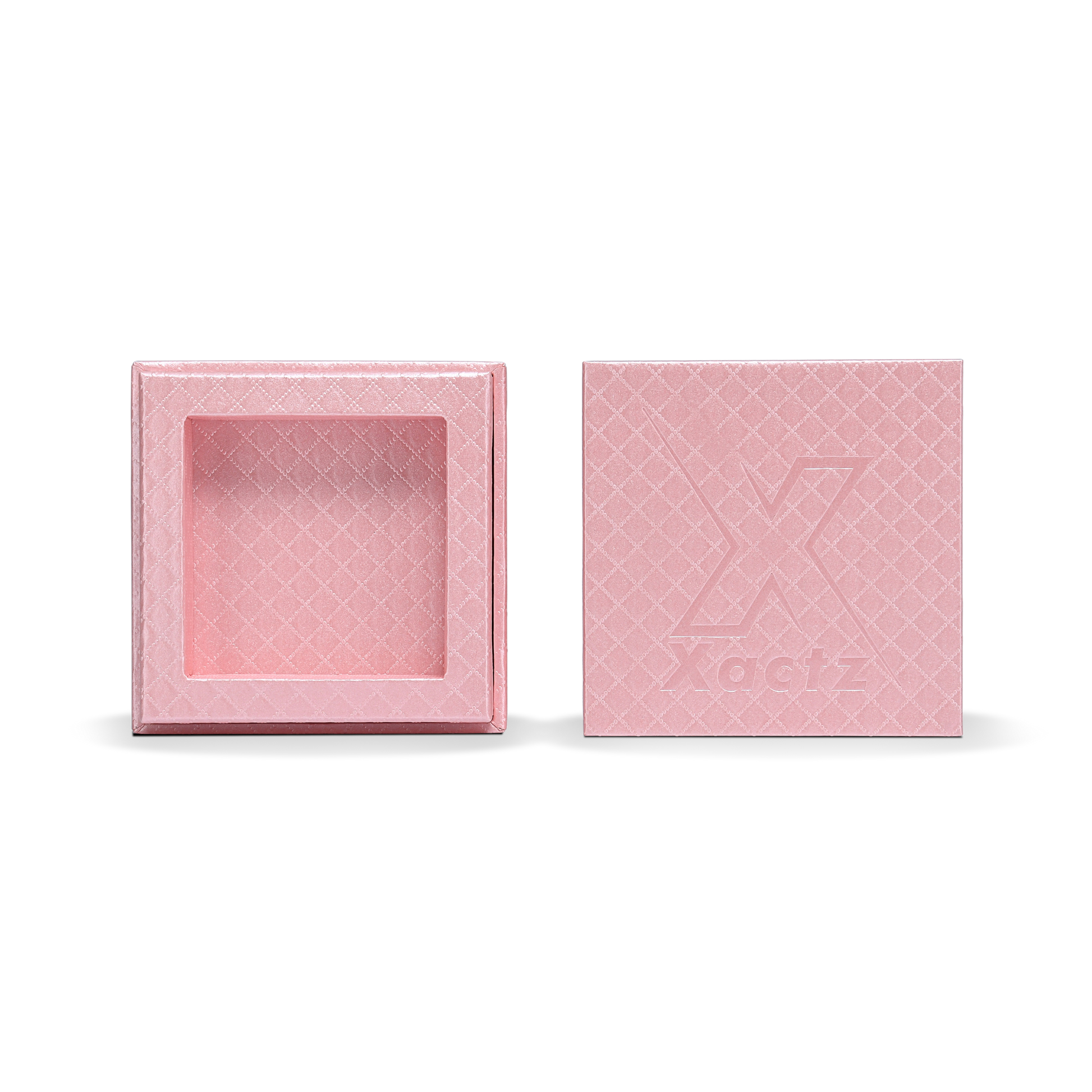 Premium Pink Textured Silver Embossed Hot Stamped Rigid Lid and Base Gift Box