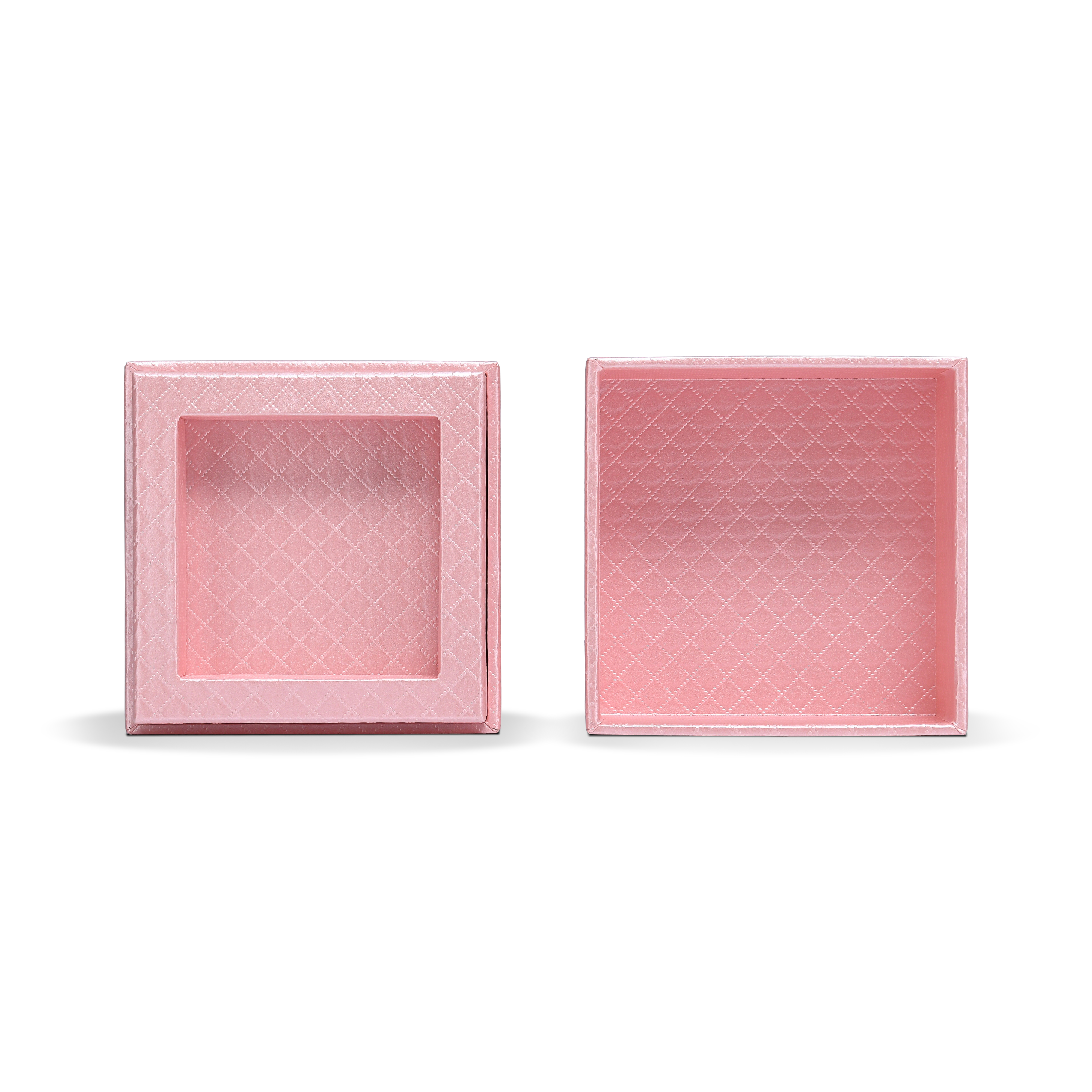 Premium Pink Textured Silver Embossed Hot Stamped Rigid Lid and Base Gift Box