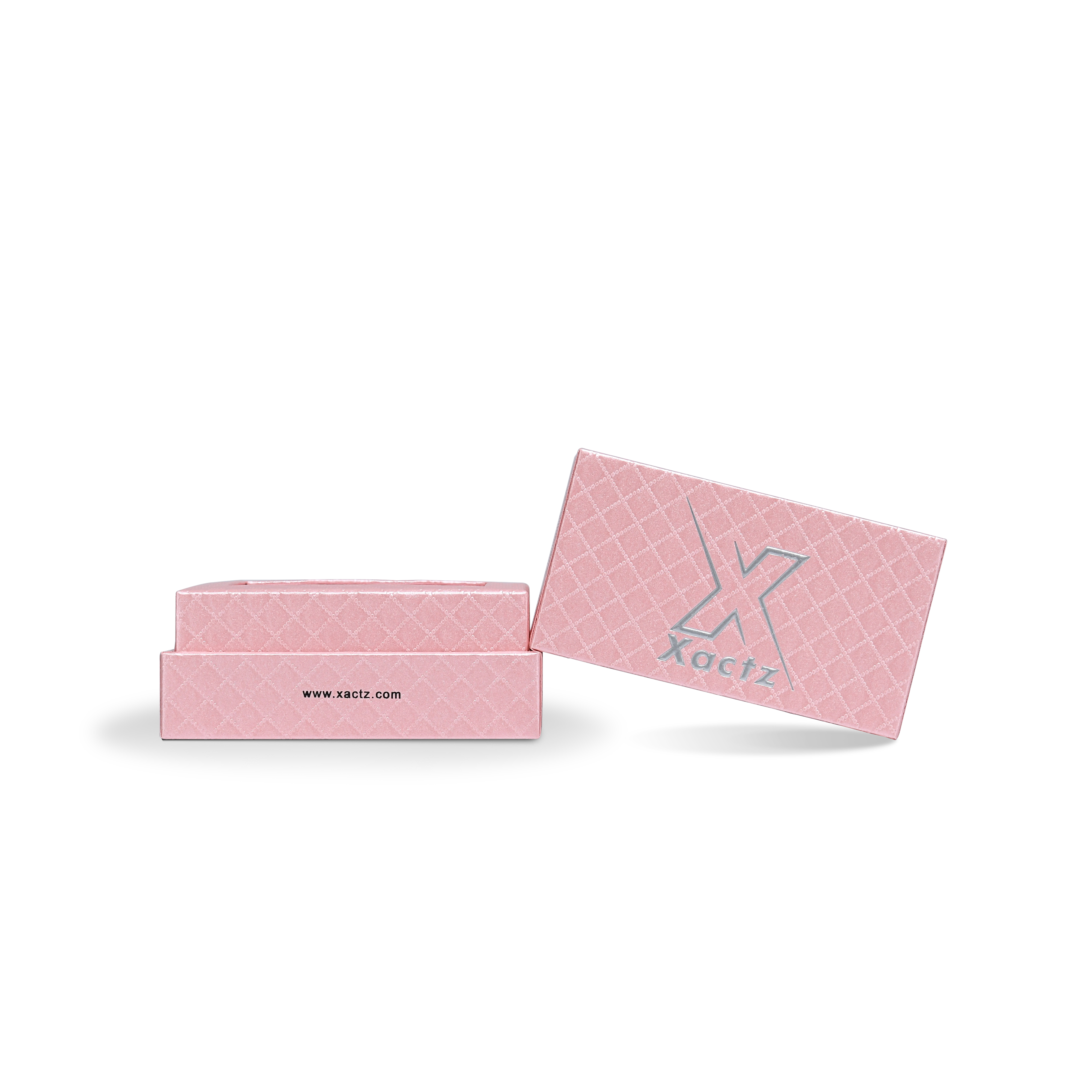 Premium Pink Textured Silver Embossed Hot Stamped Rigid Lid and Base Gift Box