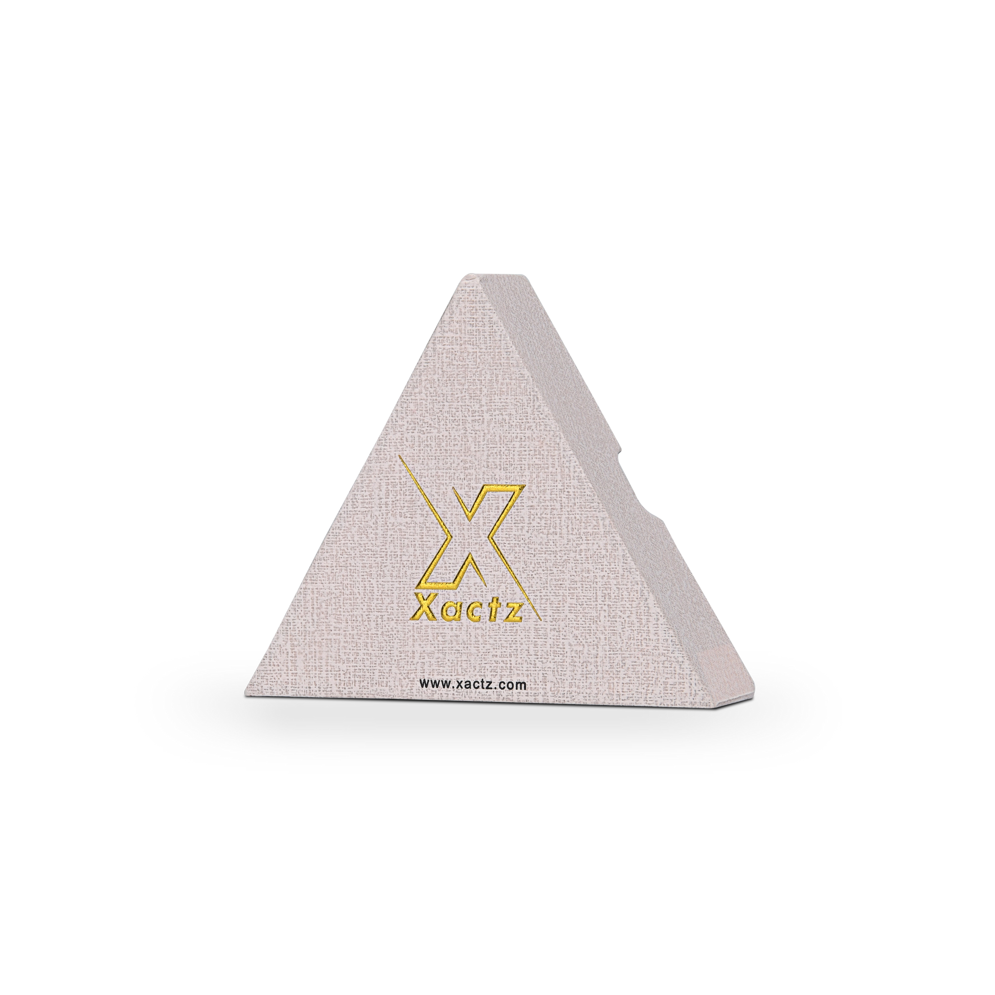 Luxury Custom Pink Triangle Box Bright Gold Foil Canvas Texture Packaging