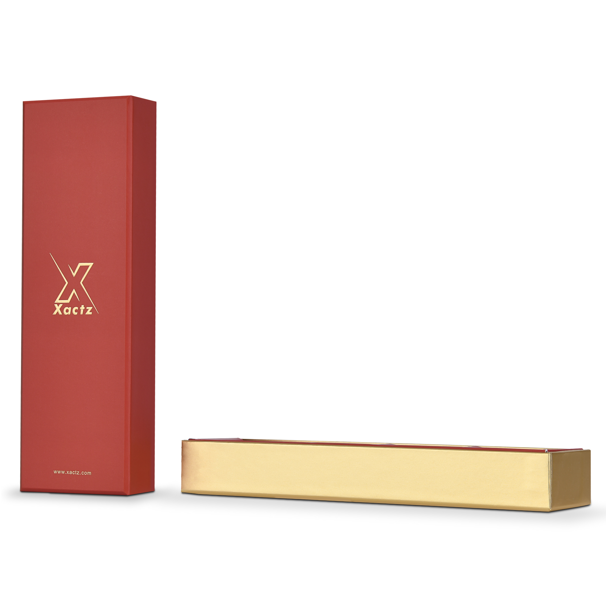 Emballage Luxe Sur Mesure Boîte Couvercle et Fond Rouge Plateau Intérieur Doré