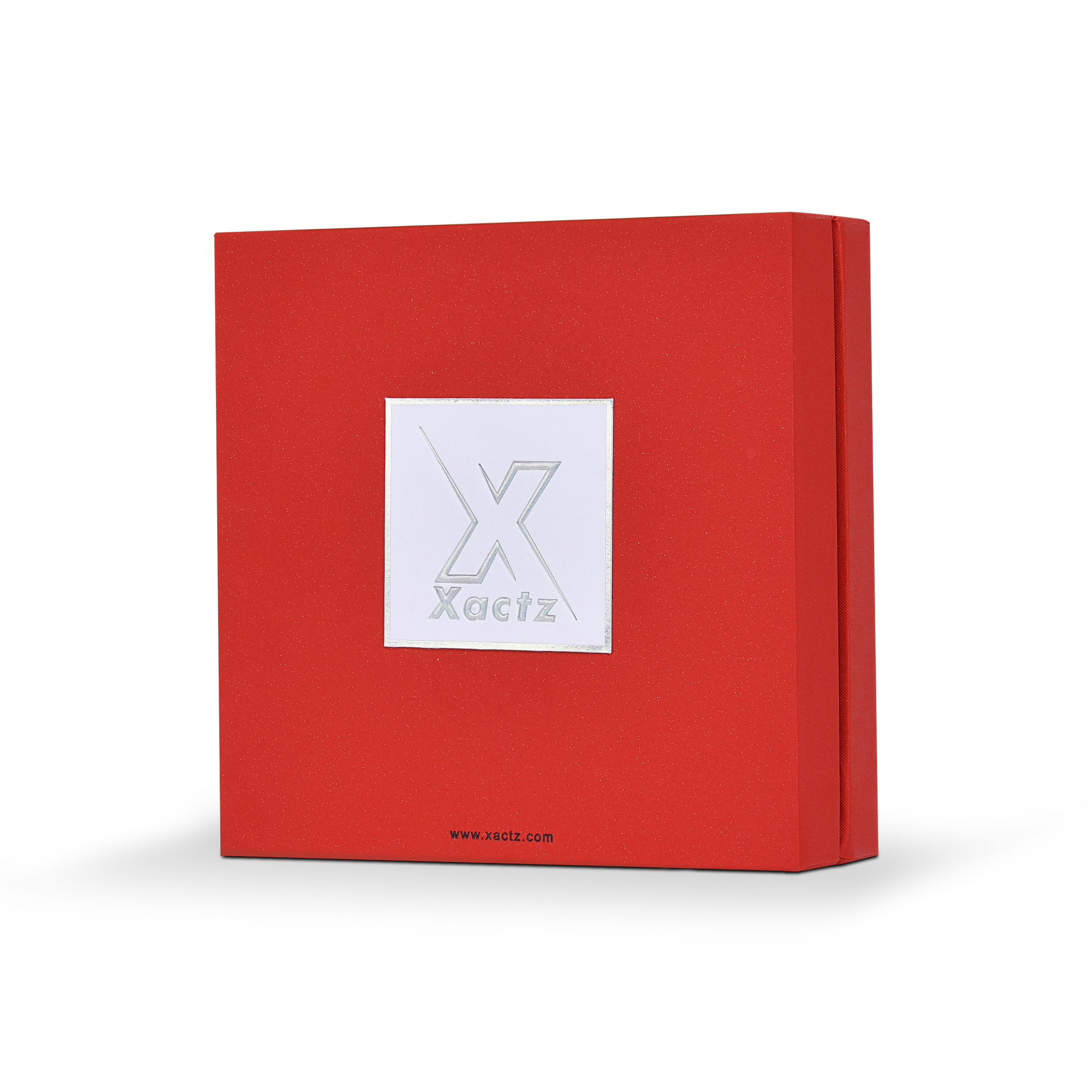 Boîte de luxe personnalisée avec couvercle et base rouges, emballage intérieur texturé multicouche