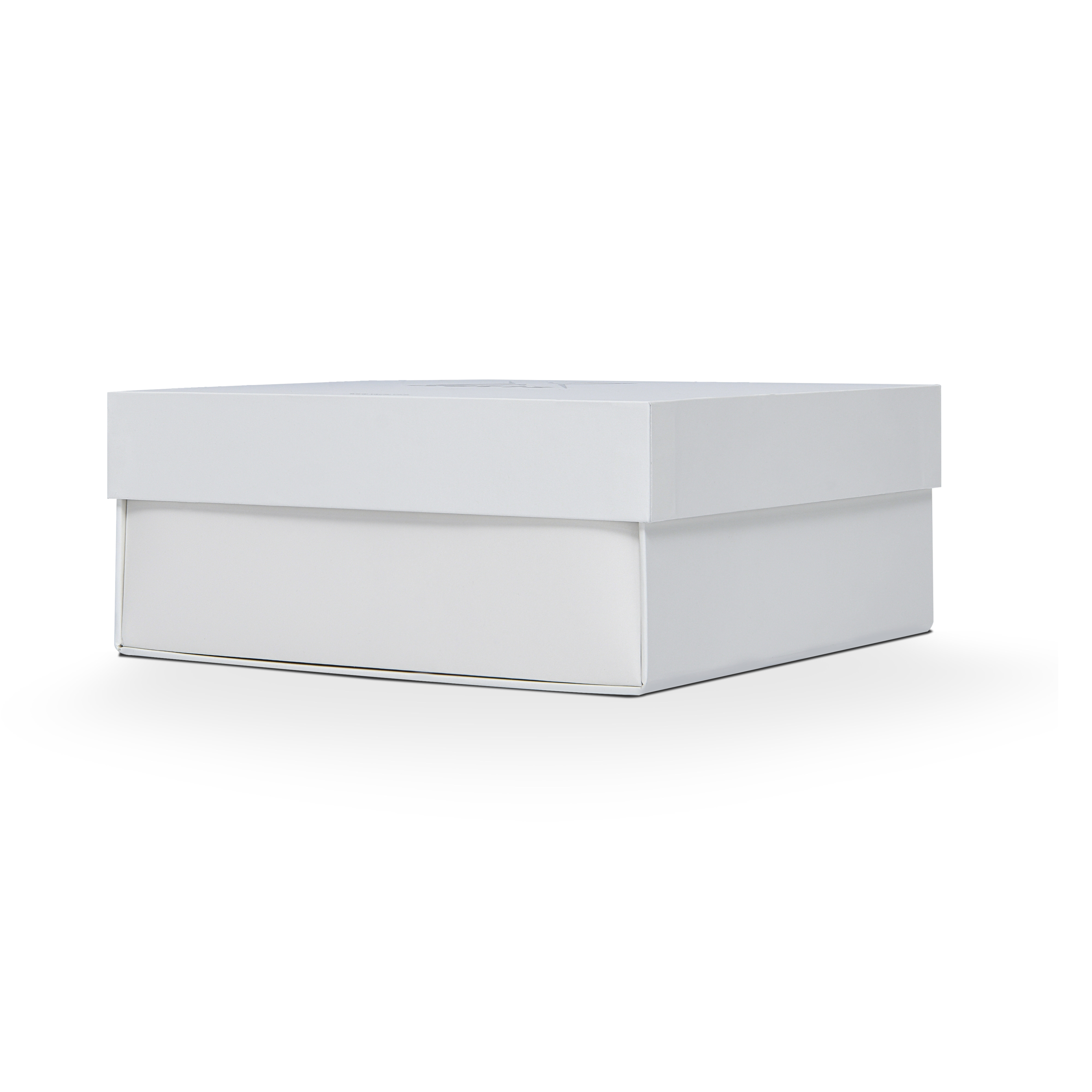 Boîte d'emballage de luxe sur mesure, avec couvercle rabattable, base et texture, de couleur blanc cassé