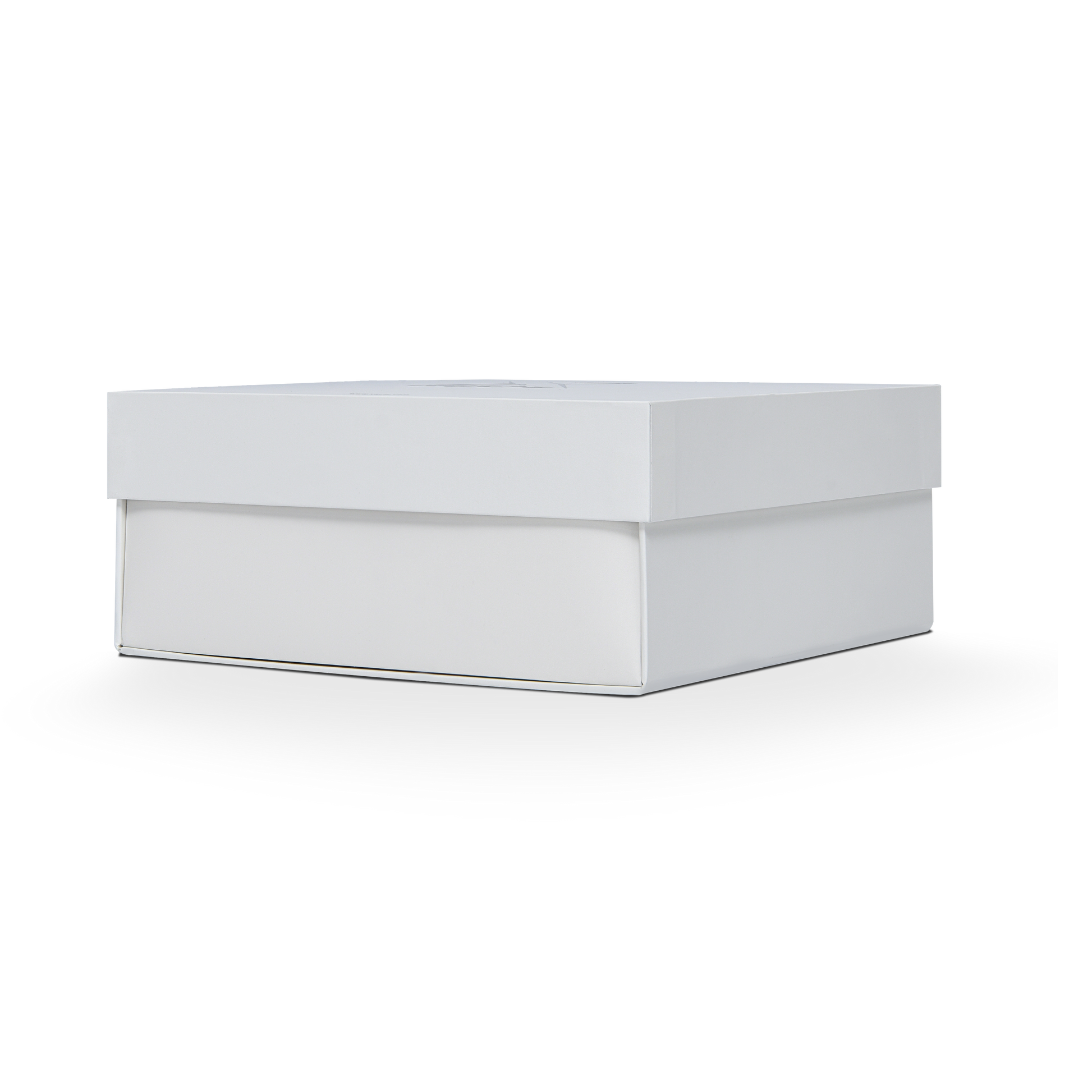 Boîte d'emballage de luxe sur mesure, avec couvercle rabattable, base et texture, de couleur blanc cassé