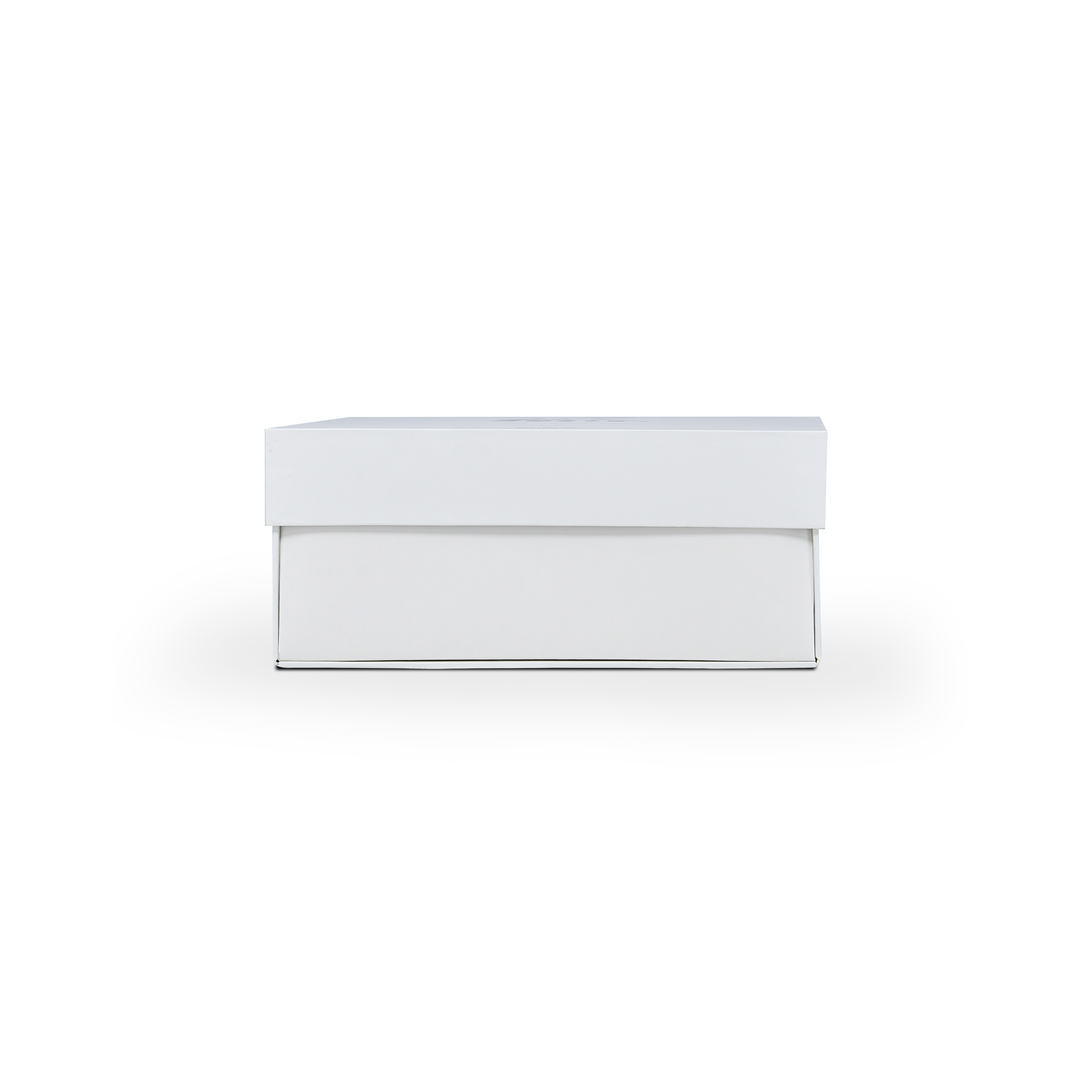Boîte d'emballage de luxe sur mesure, avec couvercle rabattable, base et texture, de couleur blanc cassé