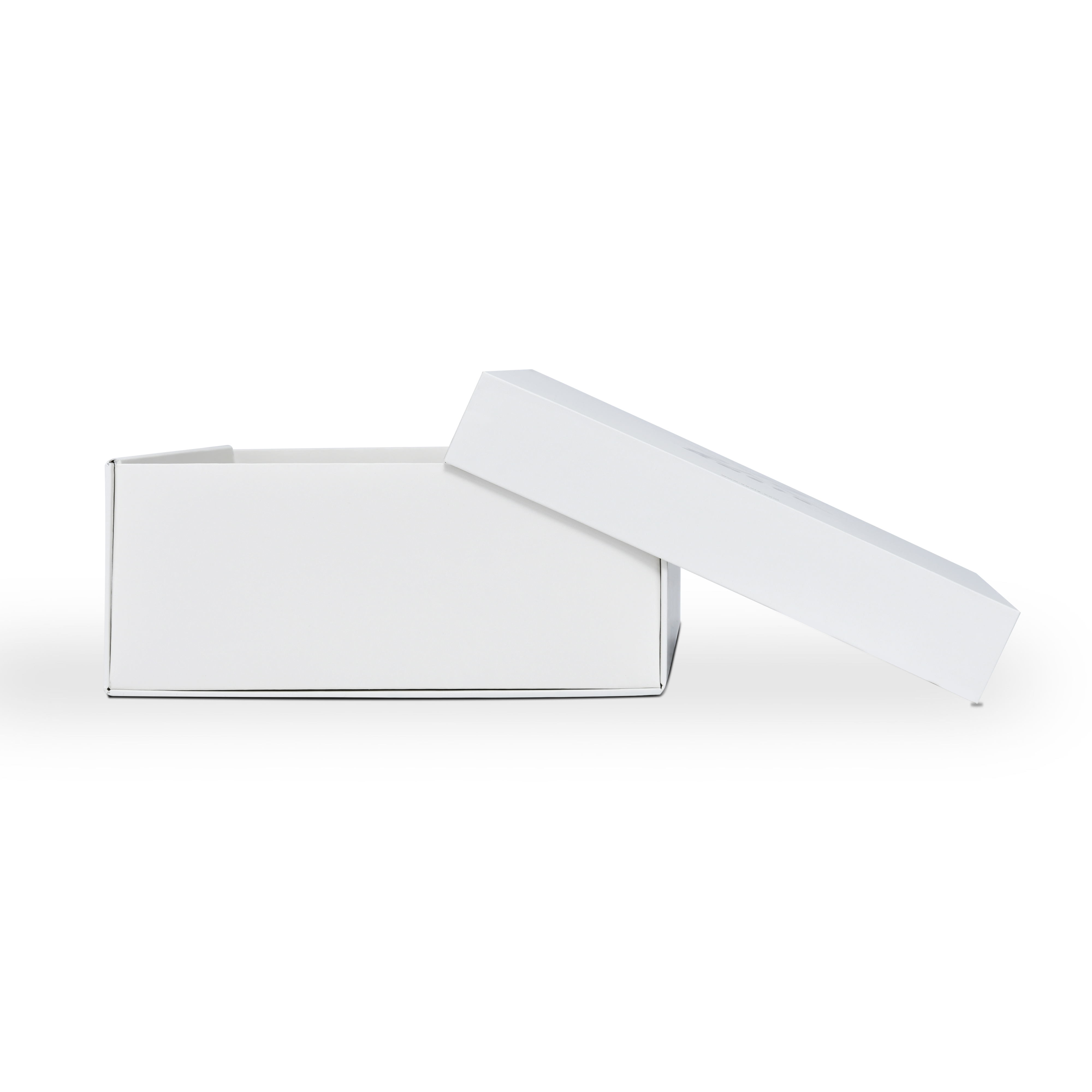 Boîte d'emballage de luxe sur mesure, avec couvercle rabattable, base et texture, de couleur blanc cassé