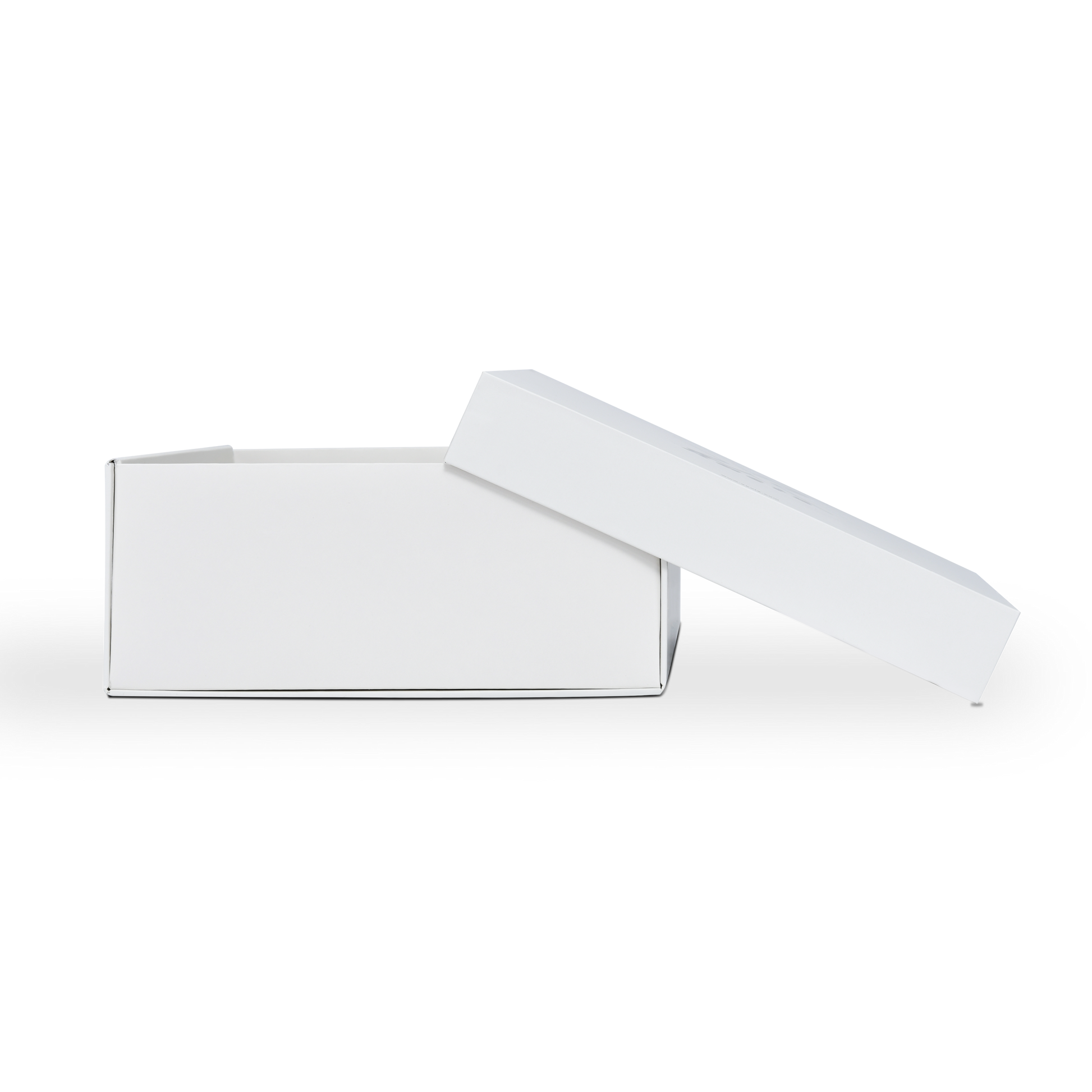Boîte d'emballage de luxe sur mesure, avec couvercle rabattable, base et texture, de couleur blanc cassé