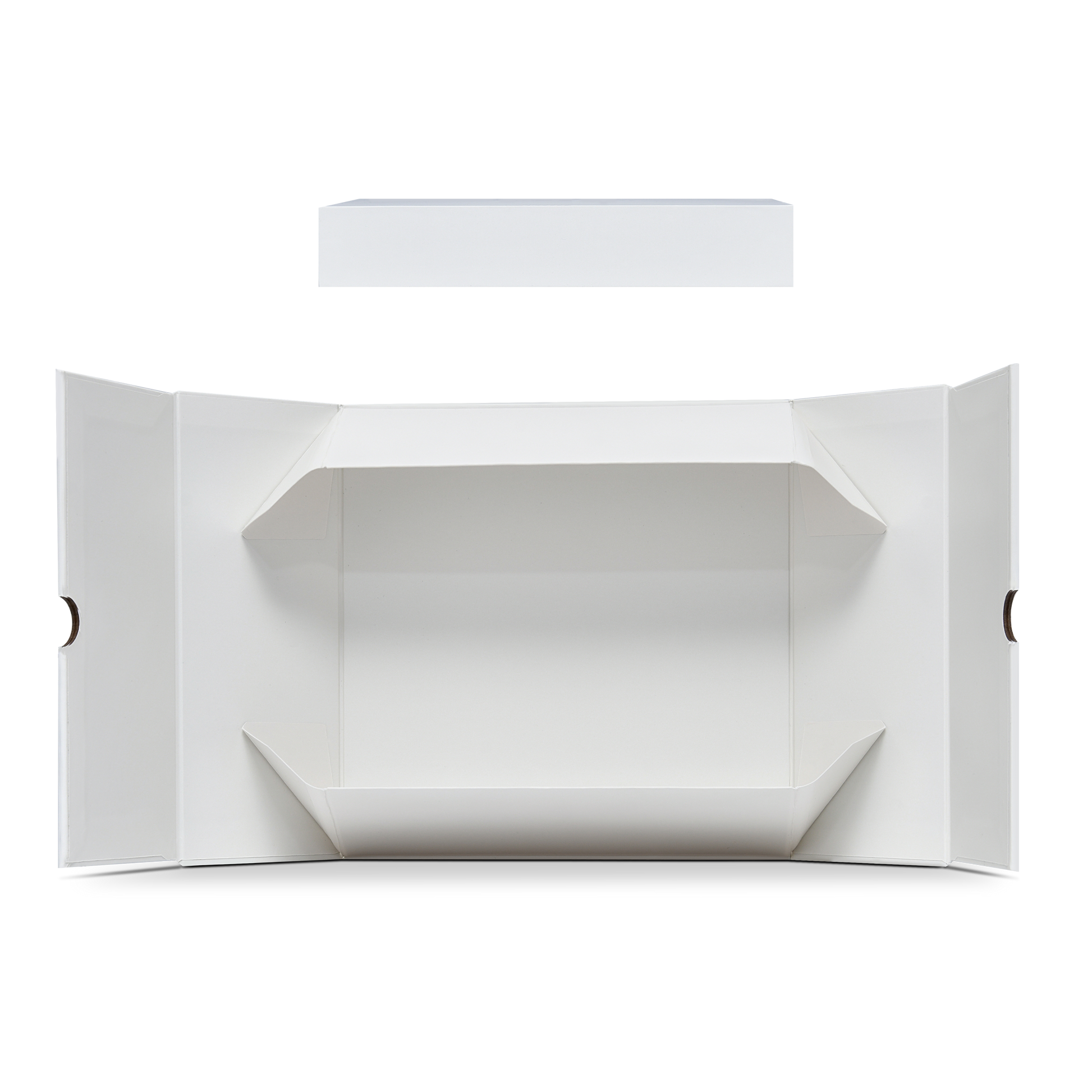 Boîte d'emballage de luxe sur mesure, avec couvercle rabattable, base et texture, de couleur blanc cassé