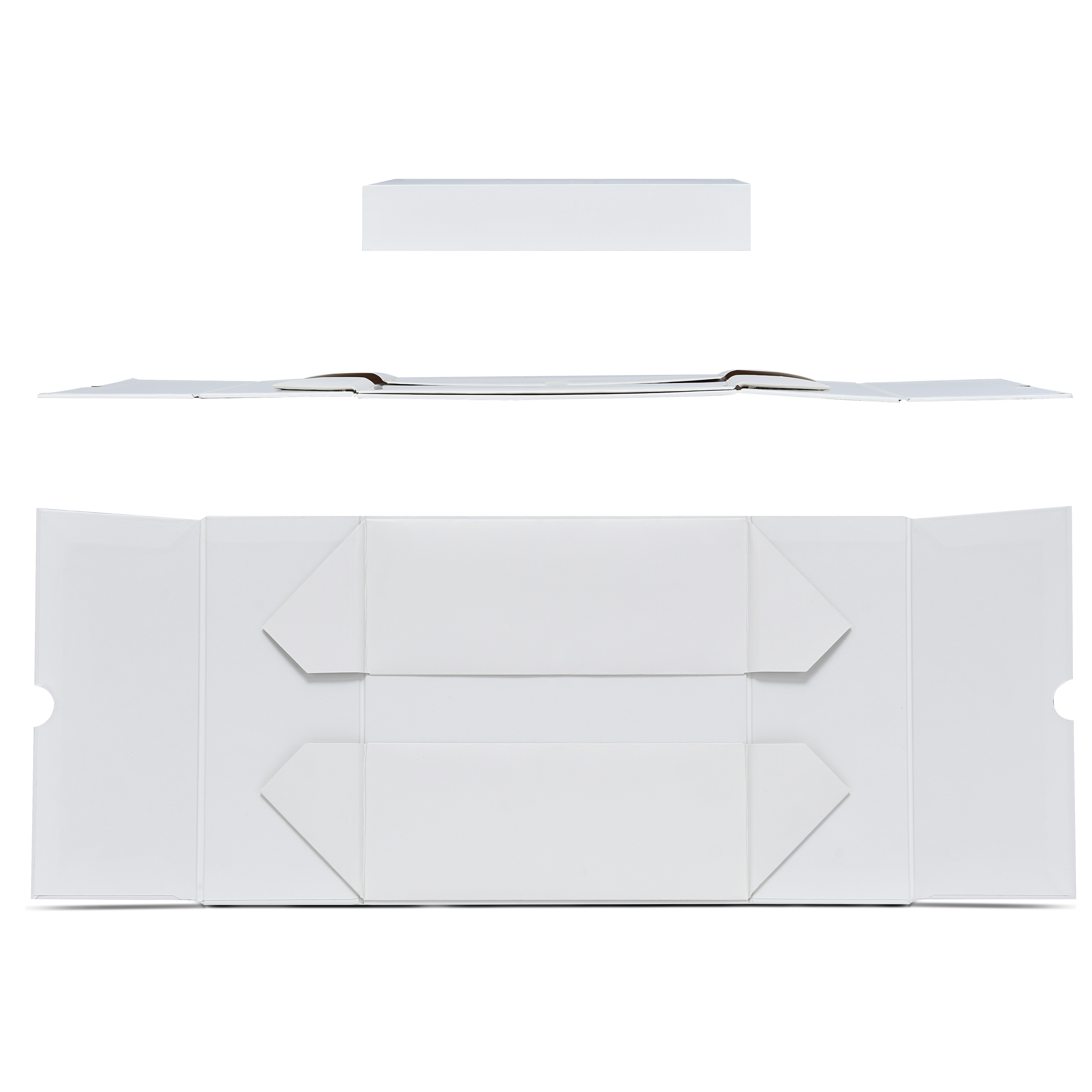 Boîte d'emballage de luxe sur mesure, avec couvercle rabattable, base et texture, de couleur blanc cassé