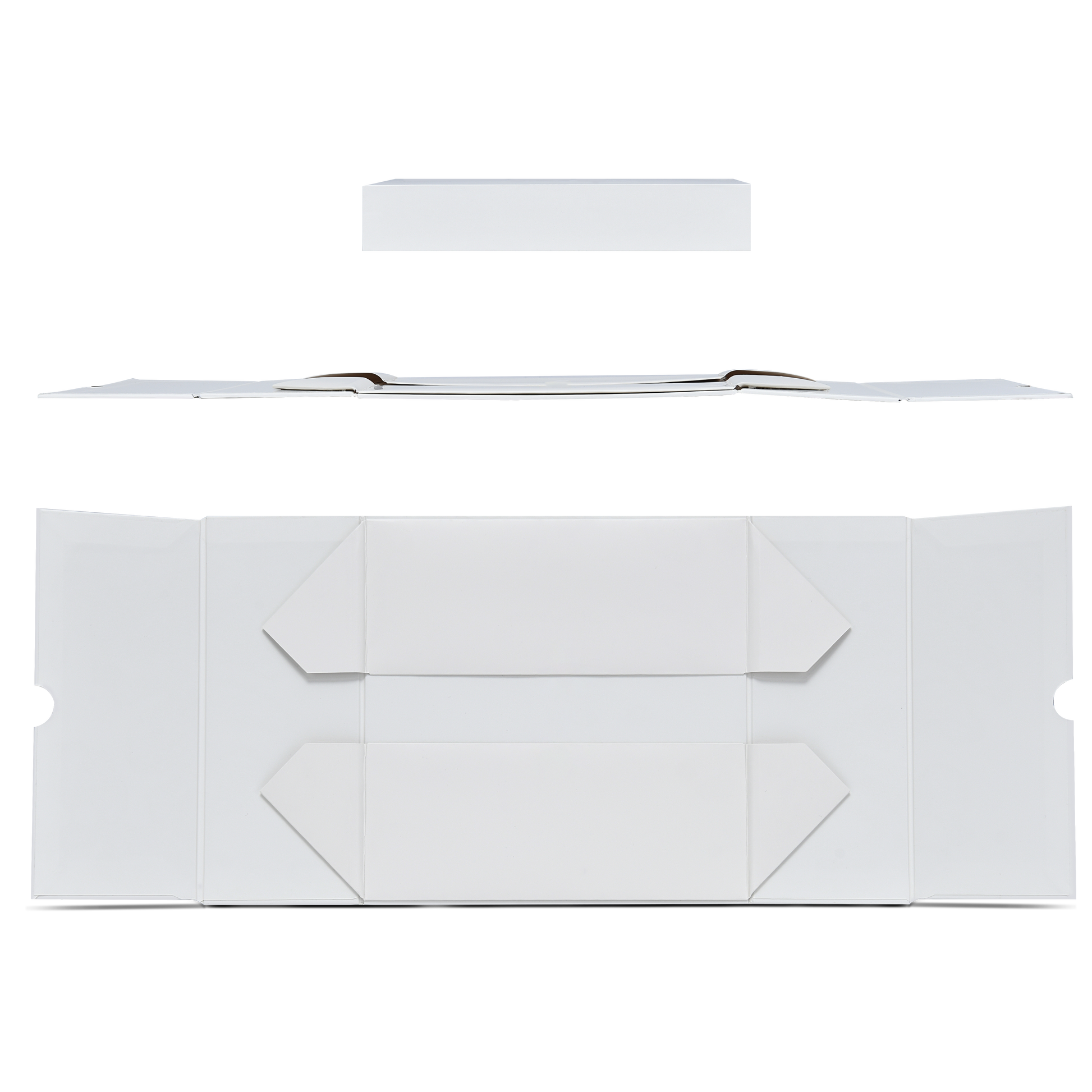 Boîte d'emballage de luxe sur mesure, avec couvercle rabattable, base et texture, de couleur blanc cassé