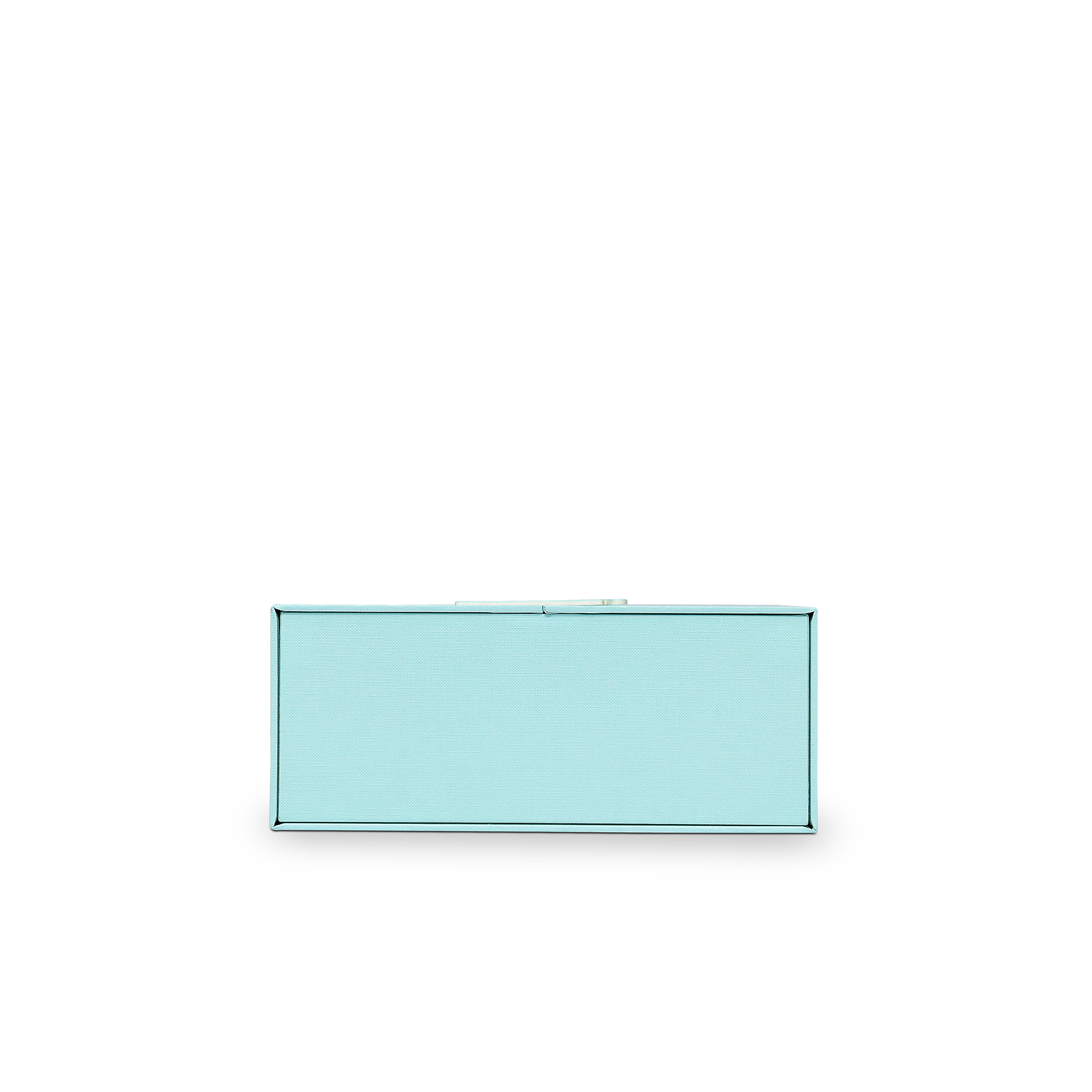 Boîte de luxe sur mesure à couvercle rabattable bleu avec insert en carte herbe de raphia et feuille d'or