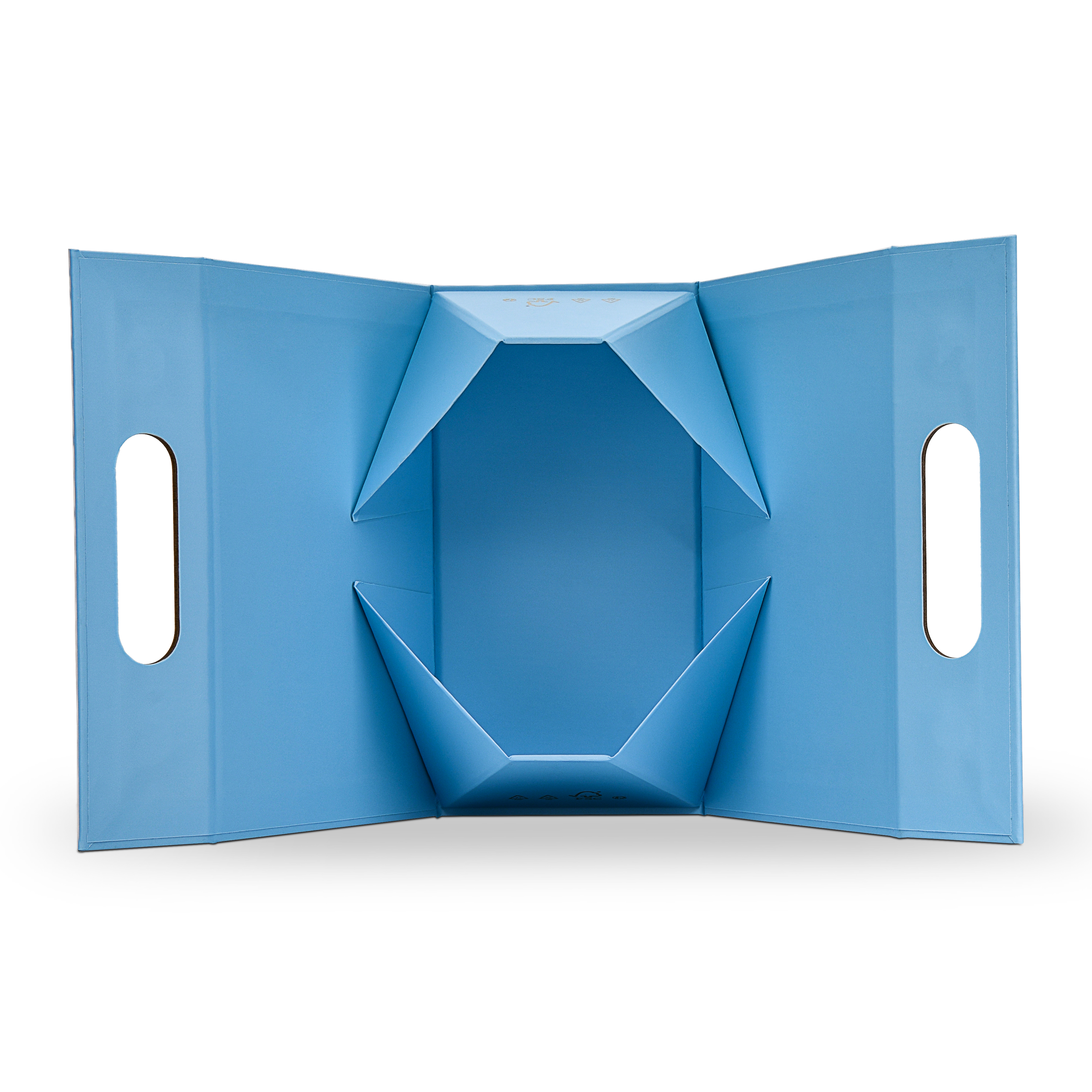 Premium Sky Blue Shopping Bag with Gold Foil and Die-Cut Handles