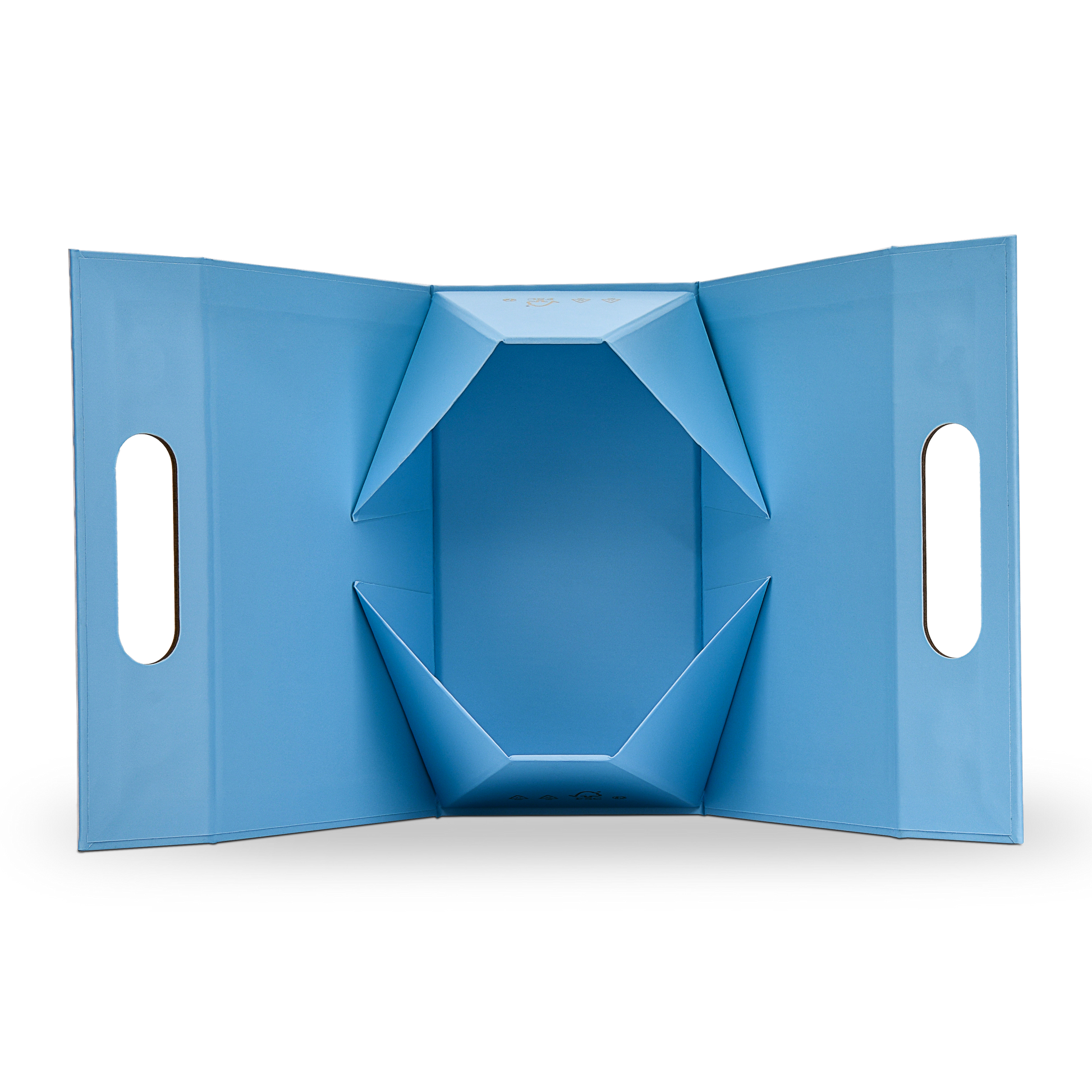 Premium Sky Blue Shopping Bag with Gold Foil and Die-Cut Handles