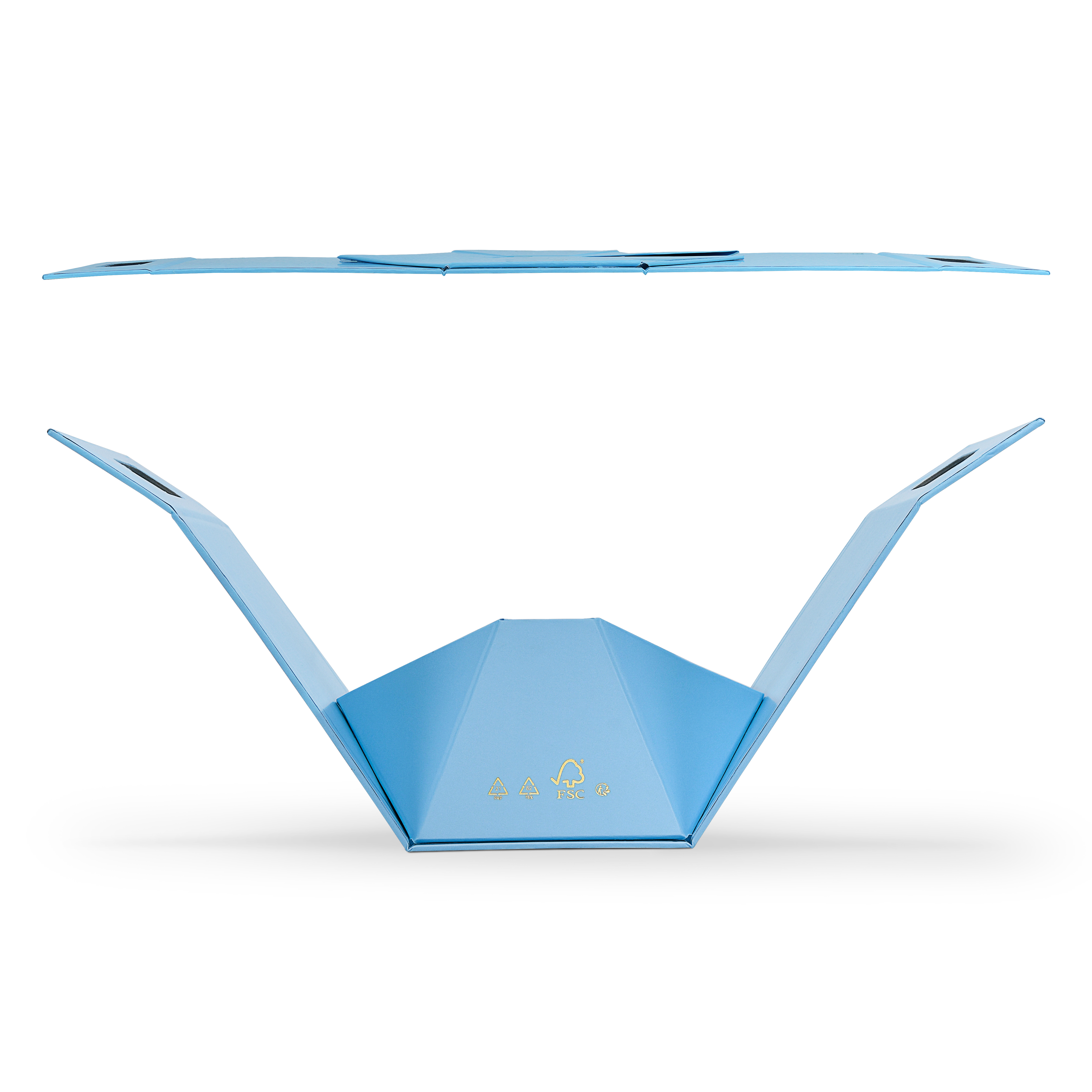 Premium Sky Blue Shopping Bag with Gold Foil and Die-Cut Handles