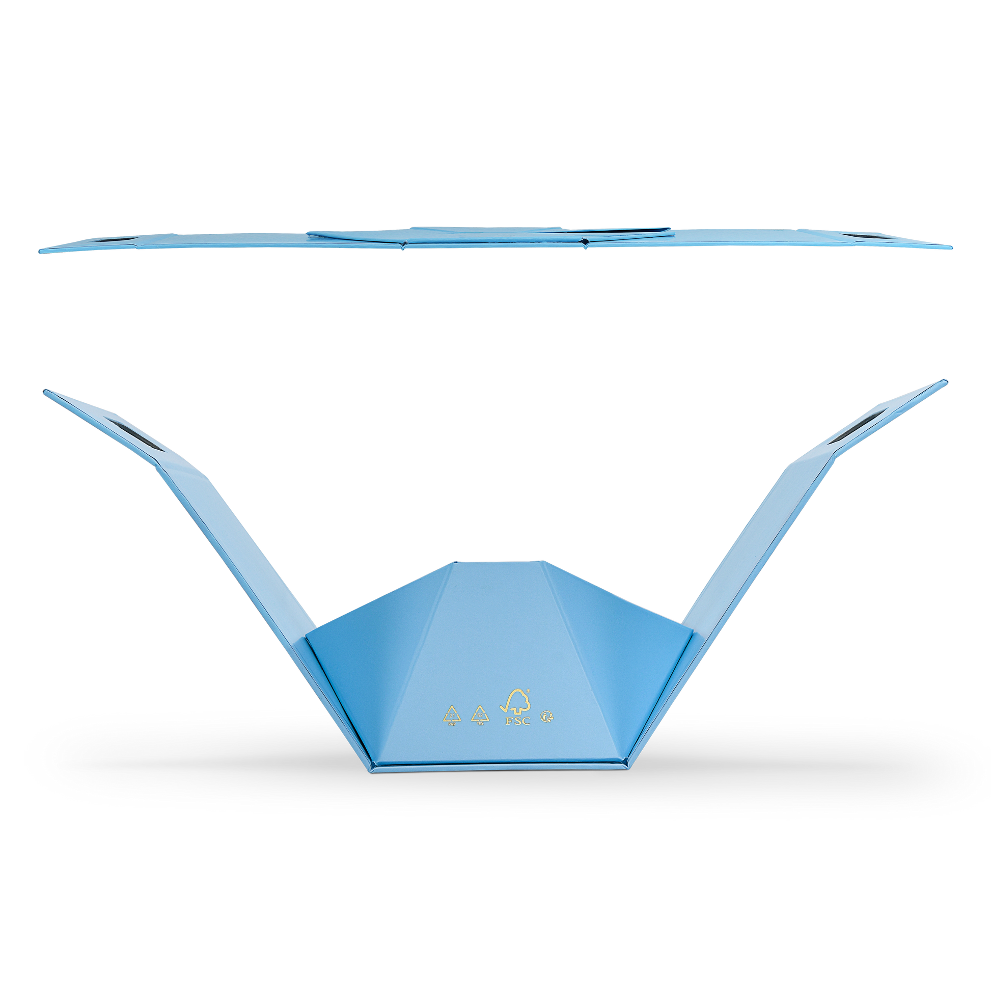 Premium Sky Blue Shopping Bag with Gold Foil and Die-Cut Handles