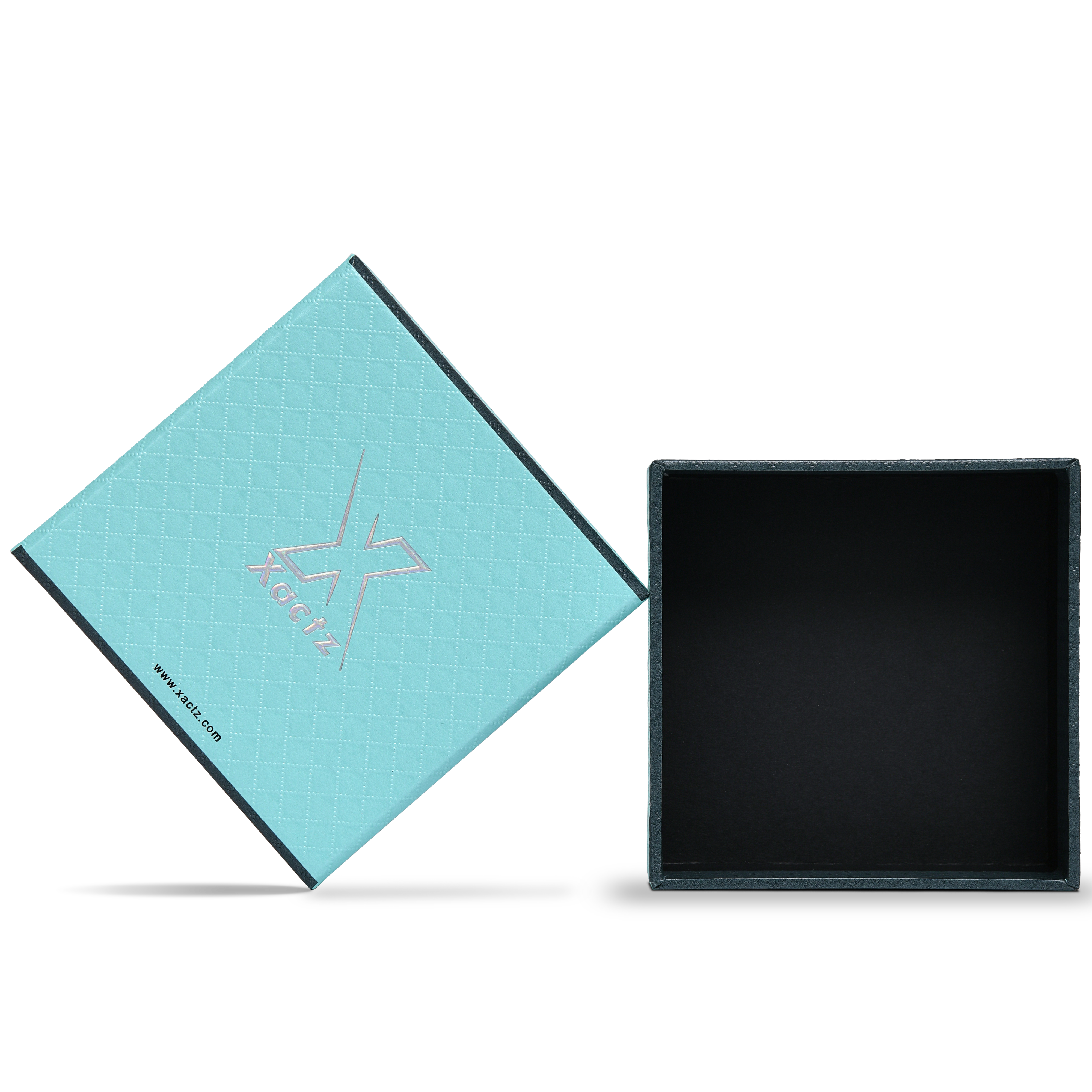 Premium Sky Blue Textured Embossed Matte Silver Luxury Lid and Base Gift Box