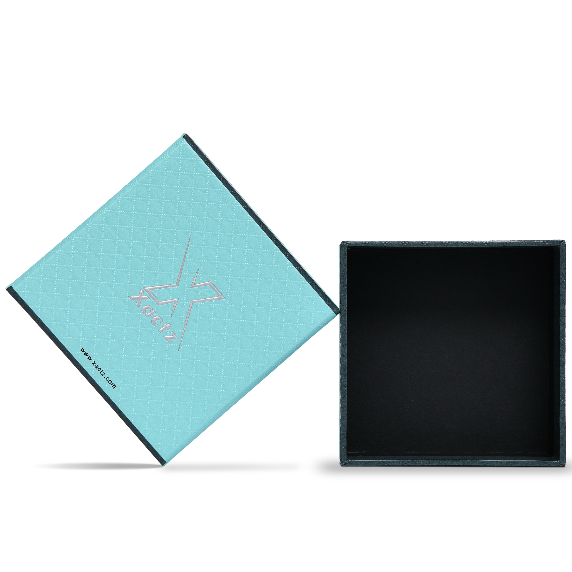 Premium Sky Blue Textured Embossed Matte Silver Luxury Lid and Base Gift Box